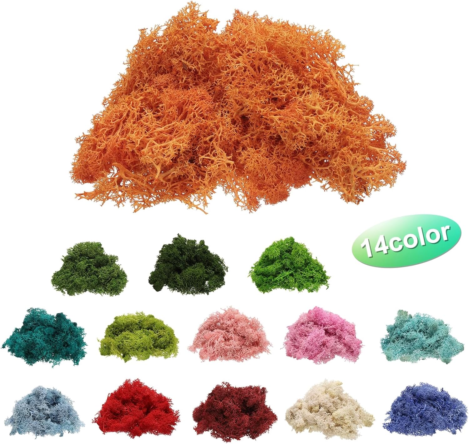 uxcell Preserved Reindeer Moss, 4 OZ Fake Moss for Crafts Artificial Dried Moss for Decoration, Craft, Terrariums, Potted Plants, Centerpieces Fairy Gardens (Orange)