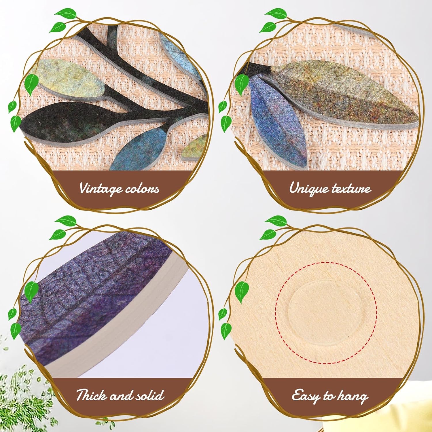 Zzbakress 2 Pcs Colorful Tree Leaf Wall Art Decor Vine Home Wall Decoration Olive Branch Leaf Wall Decor Large Wall Decor for Bedroom, Living Room, Wall Sculptures Indoor Outdoor (Classic)