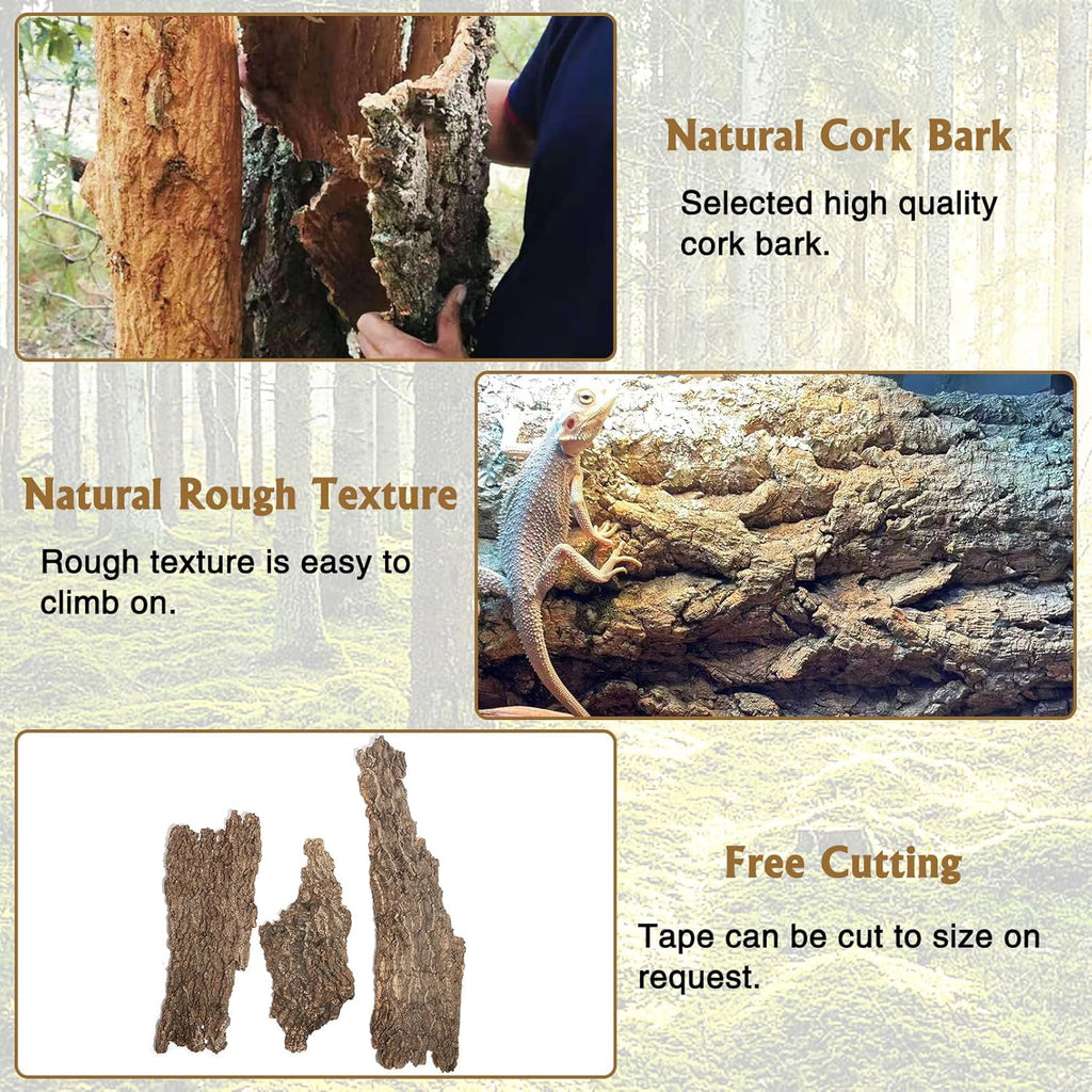 Fhiny 6 PCS Cork Bark Background, 11.6" x 7.7" Natural Cork Bark for Reptiles Bearded Dragon Climbing Backdrop Terrarium Habitat Wall Decor Accessories for Turtle Gecko Lizard Snake Spider Frog
