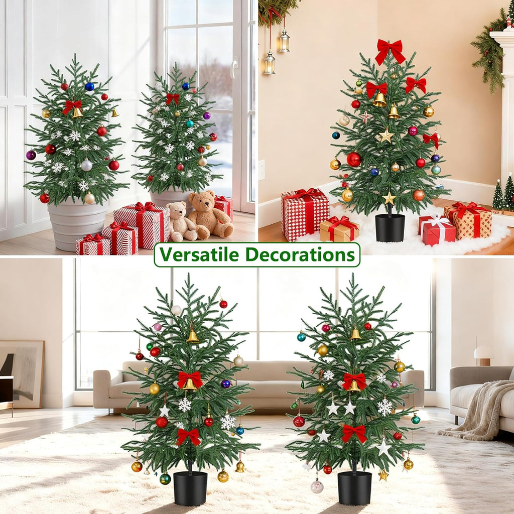 3FT Artificial Norfolk Pine Tree, Realistic UV Rated Shrubs Fake Potted Plants, Faux Trees Bushes for Christmas Decorations Outdoor Indoor Home Front Porch Decor