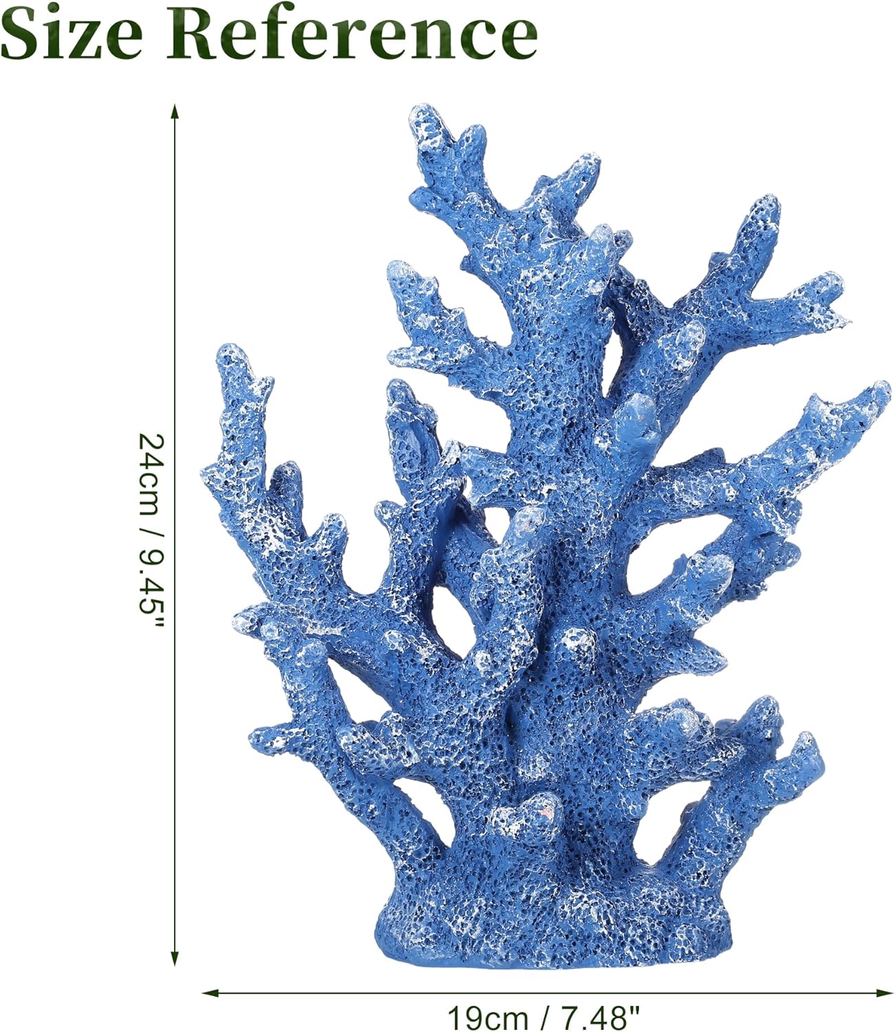 Artificial Coral Decor - Resin Coral Statue Home Decor, 7.48"x2.36"x9.45", Blue