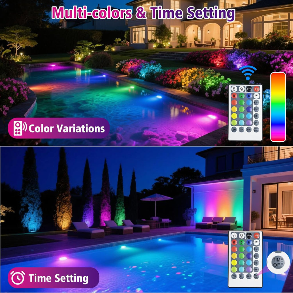 T-SUN LED Pond Light, 5 Head Lamps Submersible LED Pond Lights Color Changing Garden Pond Light with Remote Control, RGB Fish Tank Lights Fountain Spotlight for Garden, Pool, Aquarium Tank(5 Headlamp)