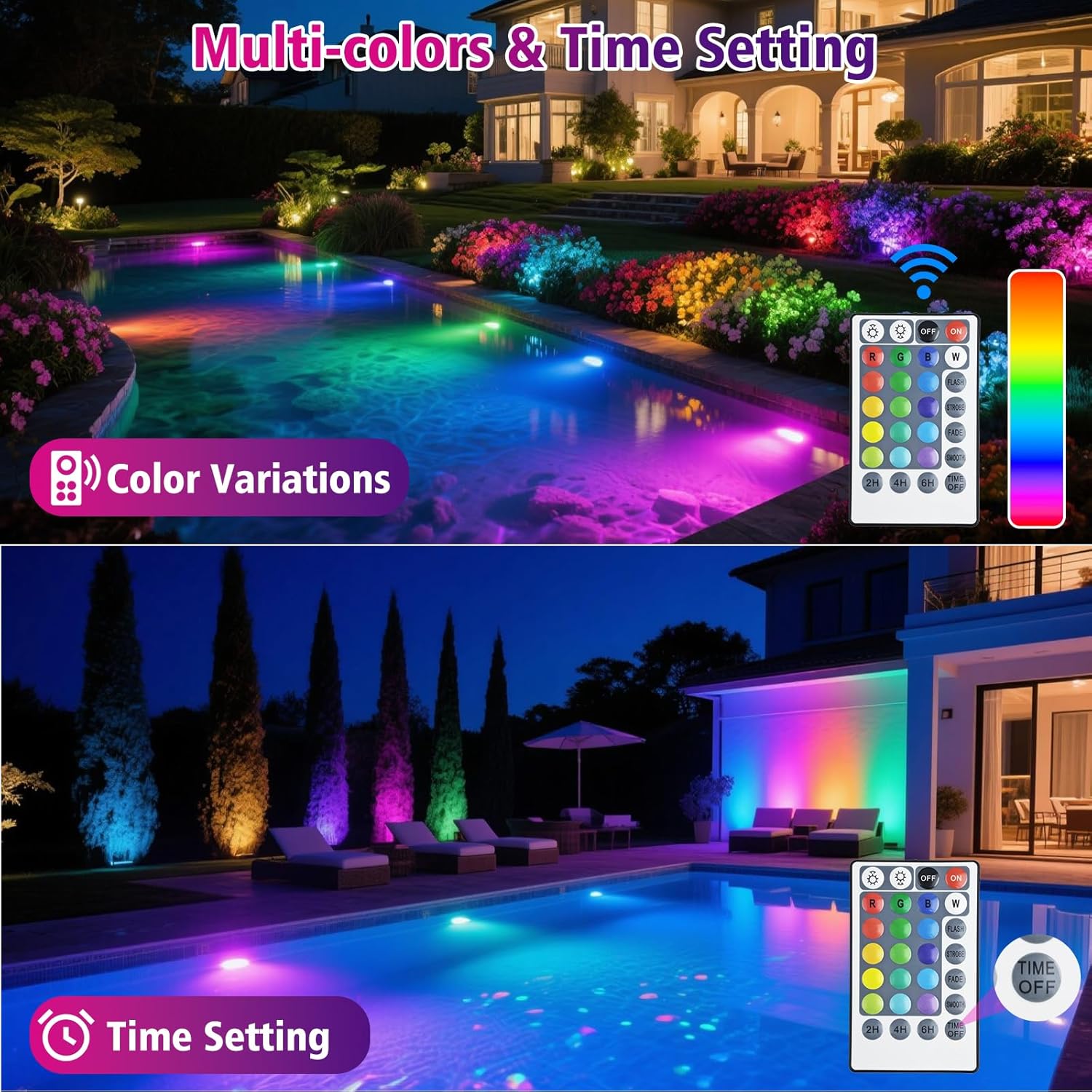T-SUN LED Pond Light, 5 Head Lamps Submersible LED Pond Lights Color Changing Garden Pond Light with Remote Control, RGB Fish Tank Lights Fountain Spotlight for Garden, Pool, Aquarium Tank(5 Headlamp)