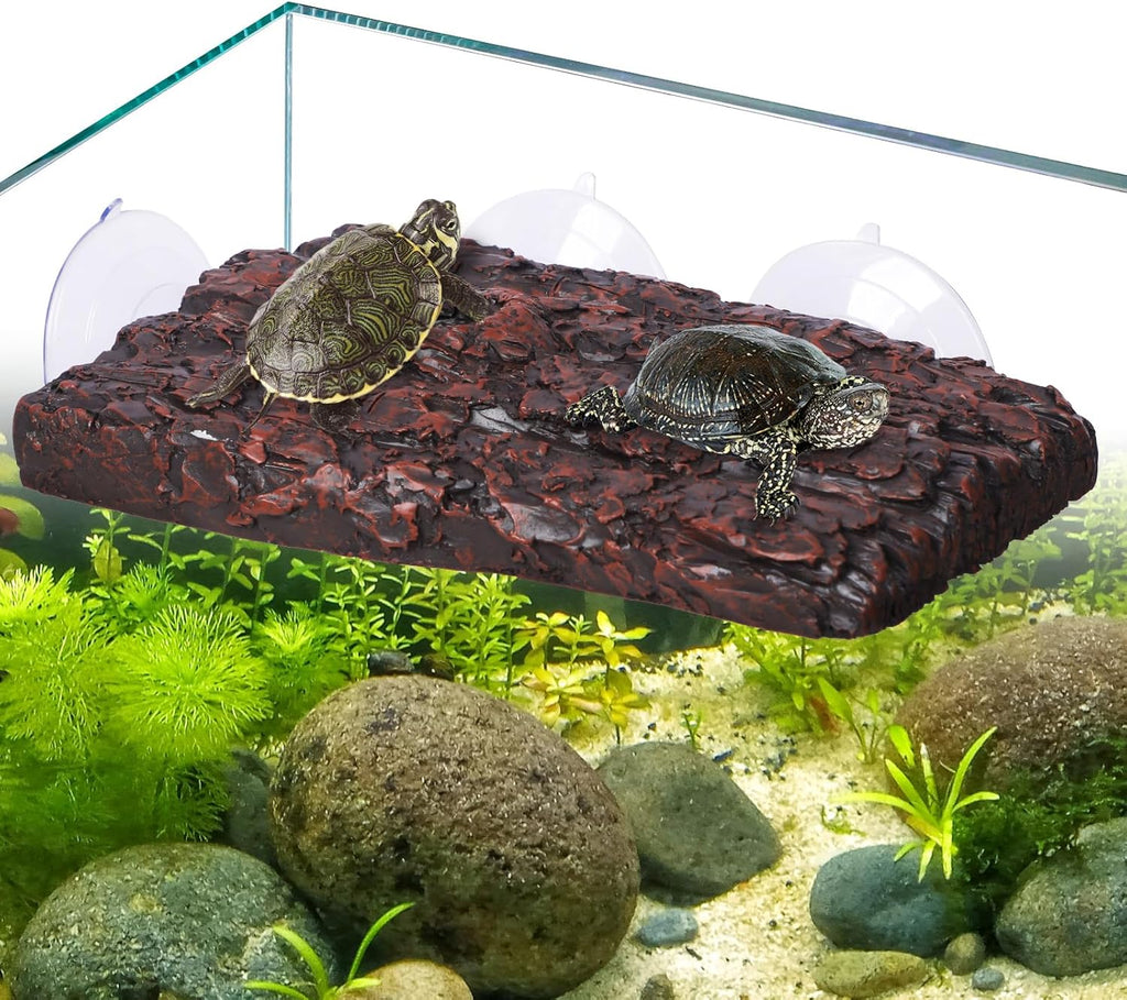 Pawfly Turtle Basking Platform — Resin Dock with 3 Suction Cups for Aquatic Turtles, Frogs, Turtle Tank Accessory
