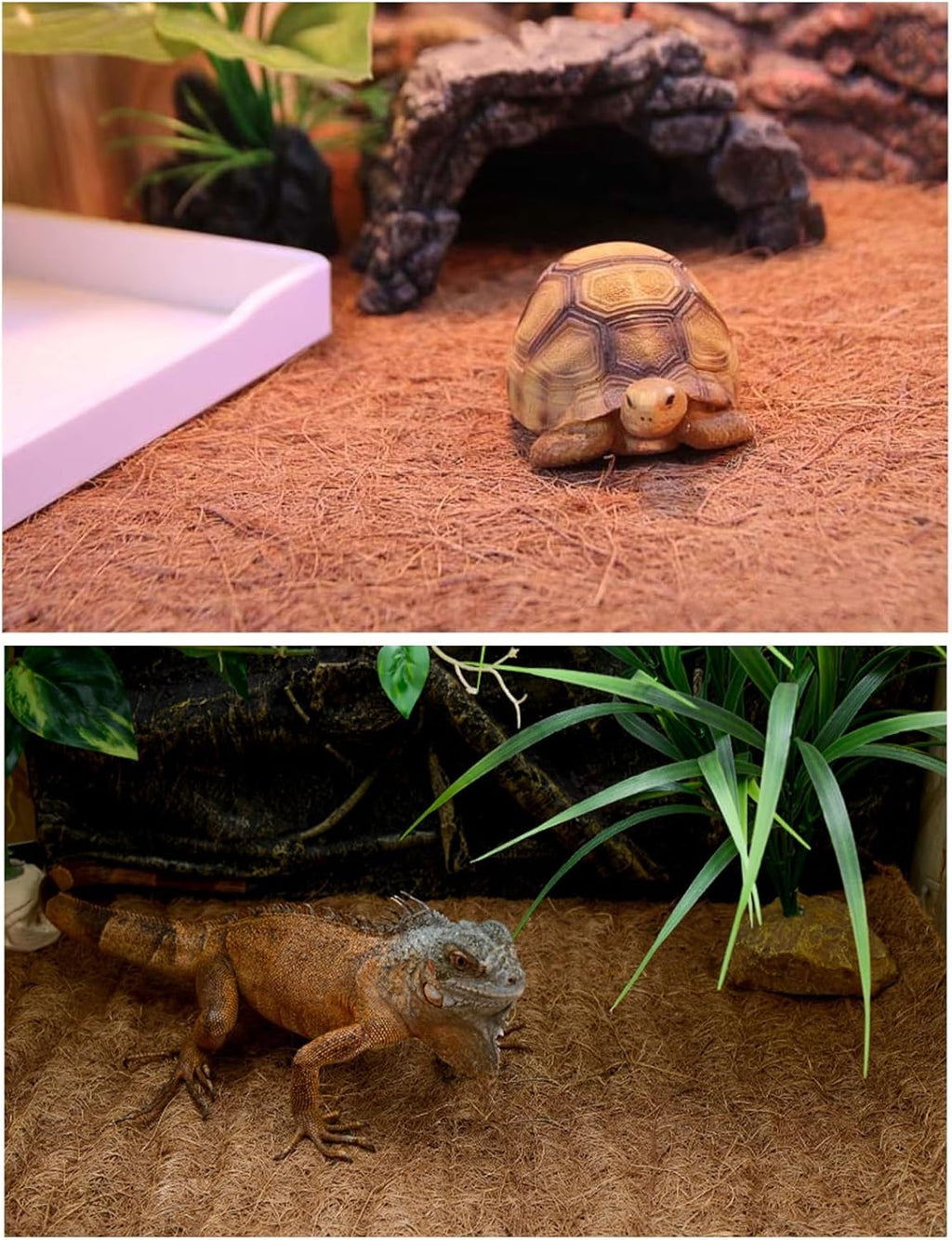 Hamiledyi Reptile Carpet Natural Coconut Fiber Tortoise Carpet Mats for Pet Terrarium Liner Reptile Supplies for Lizard Snake Chameleon Turtle Bedding Bunny Rabbit Mat (2 x Sheets)