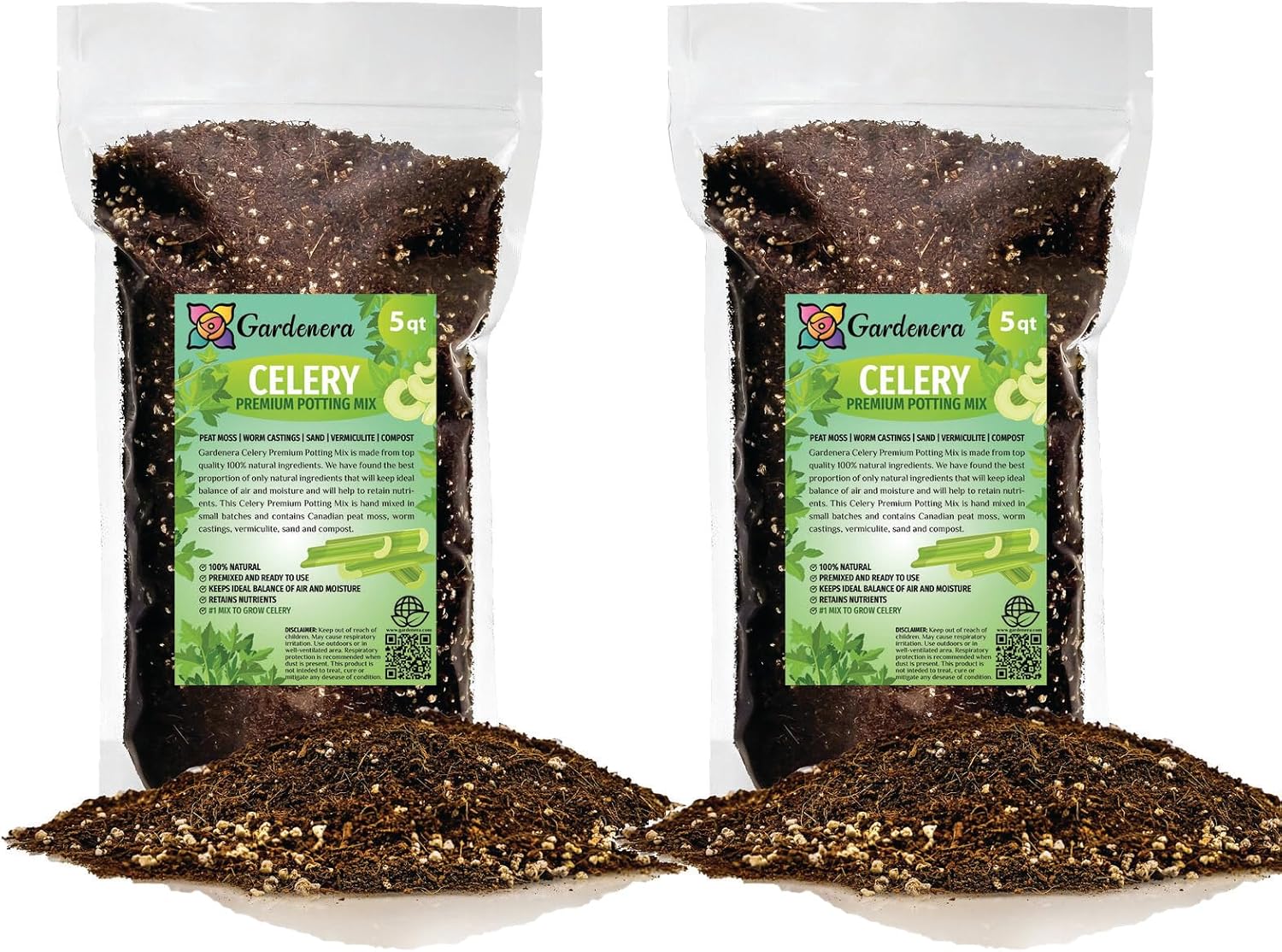 GARDENERA Premium Celery Potting Soil Mix - Optimal Nutrient-Rich Blend for Thriving and Crisp Celery Plants - 10 Quart