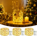 3 Pack 16FT 50 LED Fairy Lights Battery Operated with Timer, 8 Modes USB Mini Twinkle Light, Small String Lights for Christmas Tree Wreath Vase Bedroom DIY Wedding Decorations-Warm White