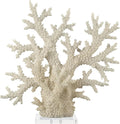 Deco 79 Polystone Coral Decorative Sculpture Home Decor Statue with Clear Acrylic Base, Accent Figurine 21" x 6" x 21", Cream