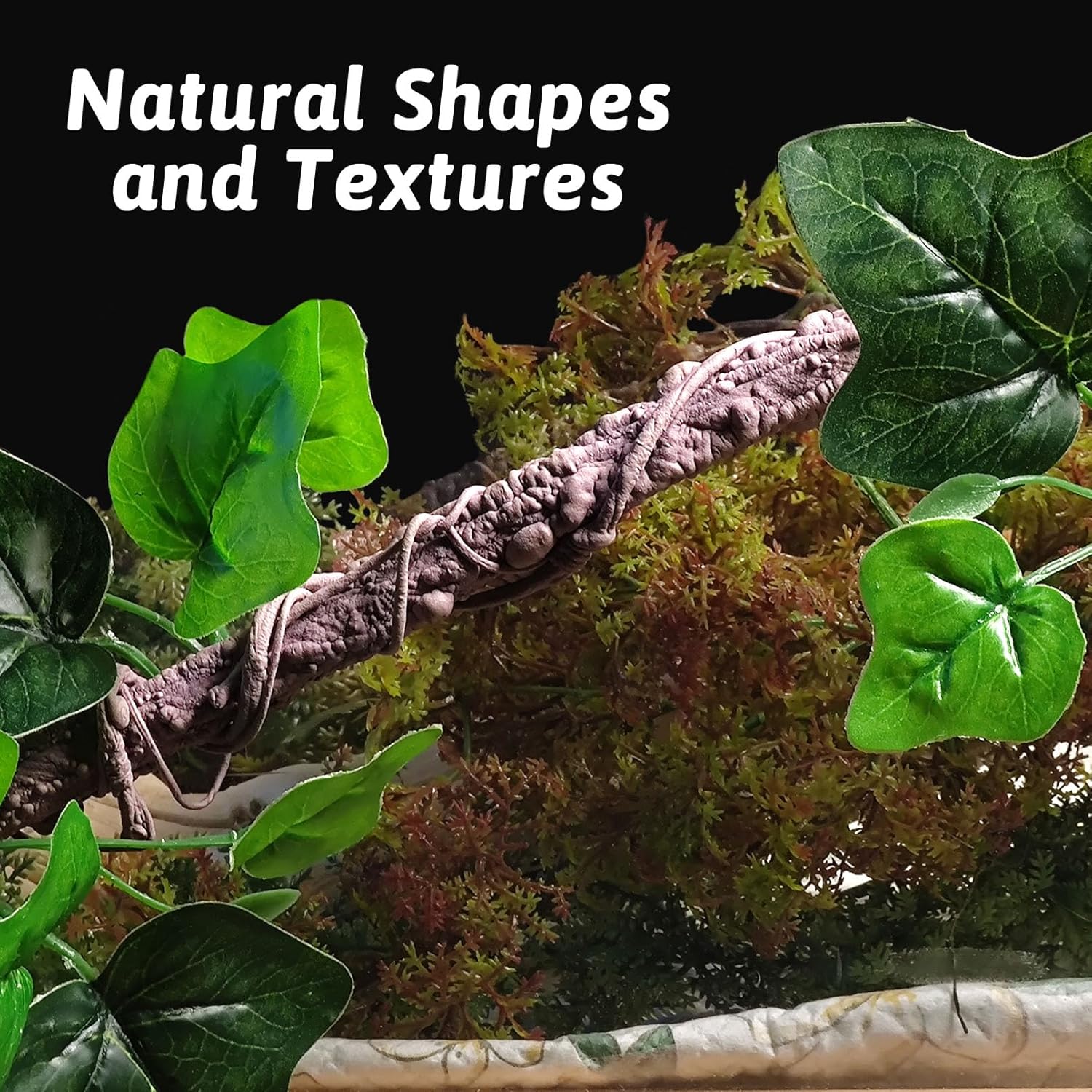VCEPJH Reptile Climbing Branch Decor 2 Pcs Bendable Jungle Vine with Suction Cup Terrarium Plant Decoration for Gecko Bearded Dragons, Snake,Frogs, Chameleons Cage Accessories (W)