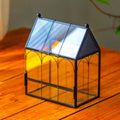 NCYP Small Glass Terrarium Enclosure with Mesh for Jumping Spiders, Micro House Shaped Succulent Plants Terrarium, Home Decor Black, 5.8" x 3.8" x 7" (No Plants)