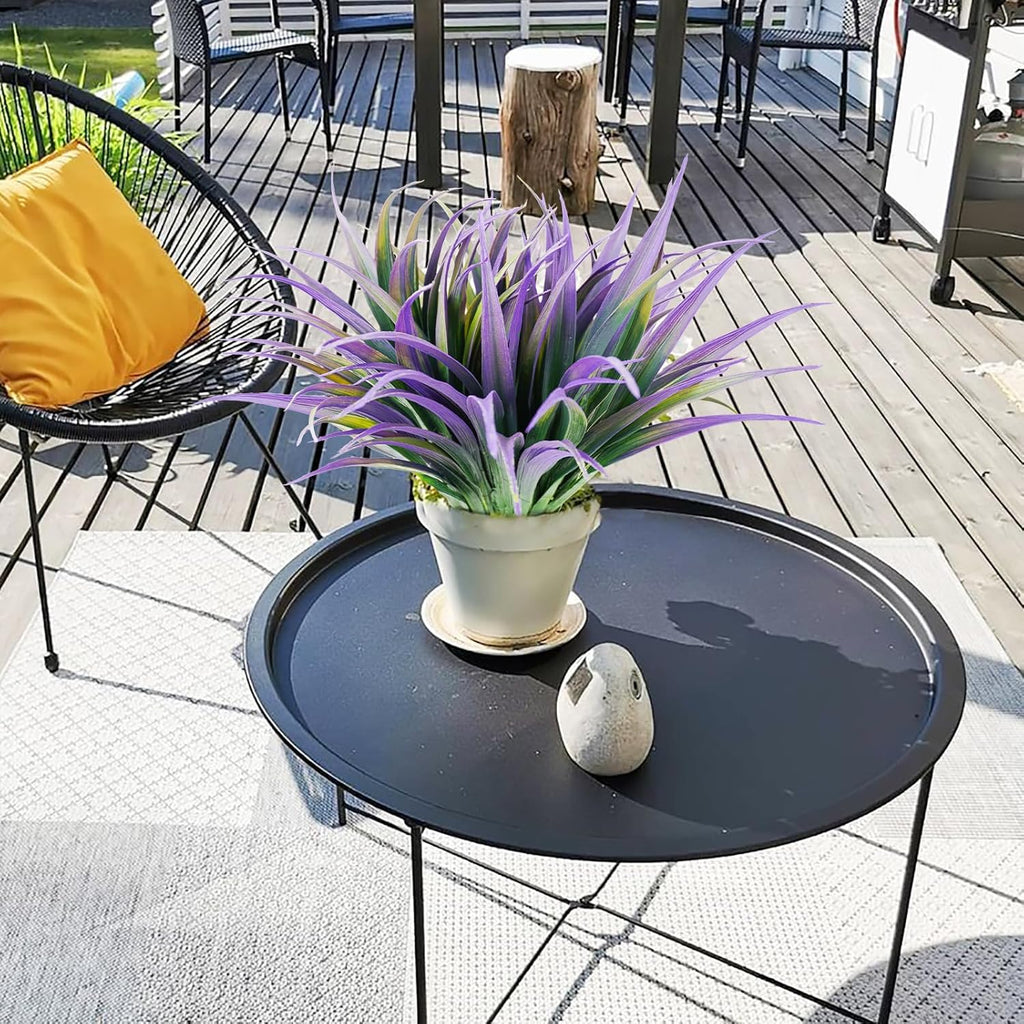 24Pcs Artificial Grass Plant Fake Outdoor Plastic Plants UV Resistant Faux Grasses Greenery Shrubs for Window Box Garden Patio Porch Home Decor Light Purple