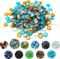 Skyflame 10-Pound Blended Fire Glass Beads for Fire Pit Fireplace Landscaping, 1/2-Inch High Luster Caribbean Blue, Crystal Ice, Caramel