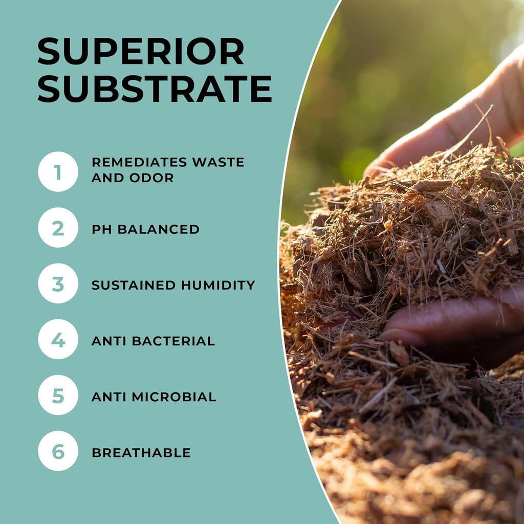 Mycelium Coco Coir Brick I Expandable Organic Coconut Fiber Substrate for Terrarium I Ideal for Reptiles Bedding, Nesting & Burrowing I OMRI Certified & Non-GMO Soil Alternative, 10lbs