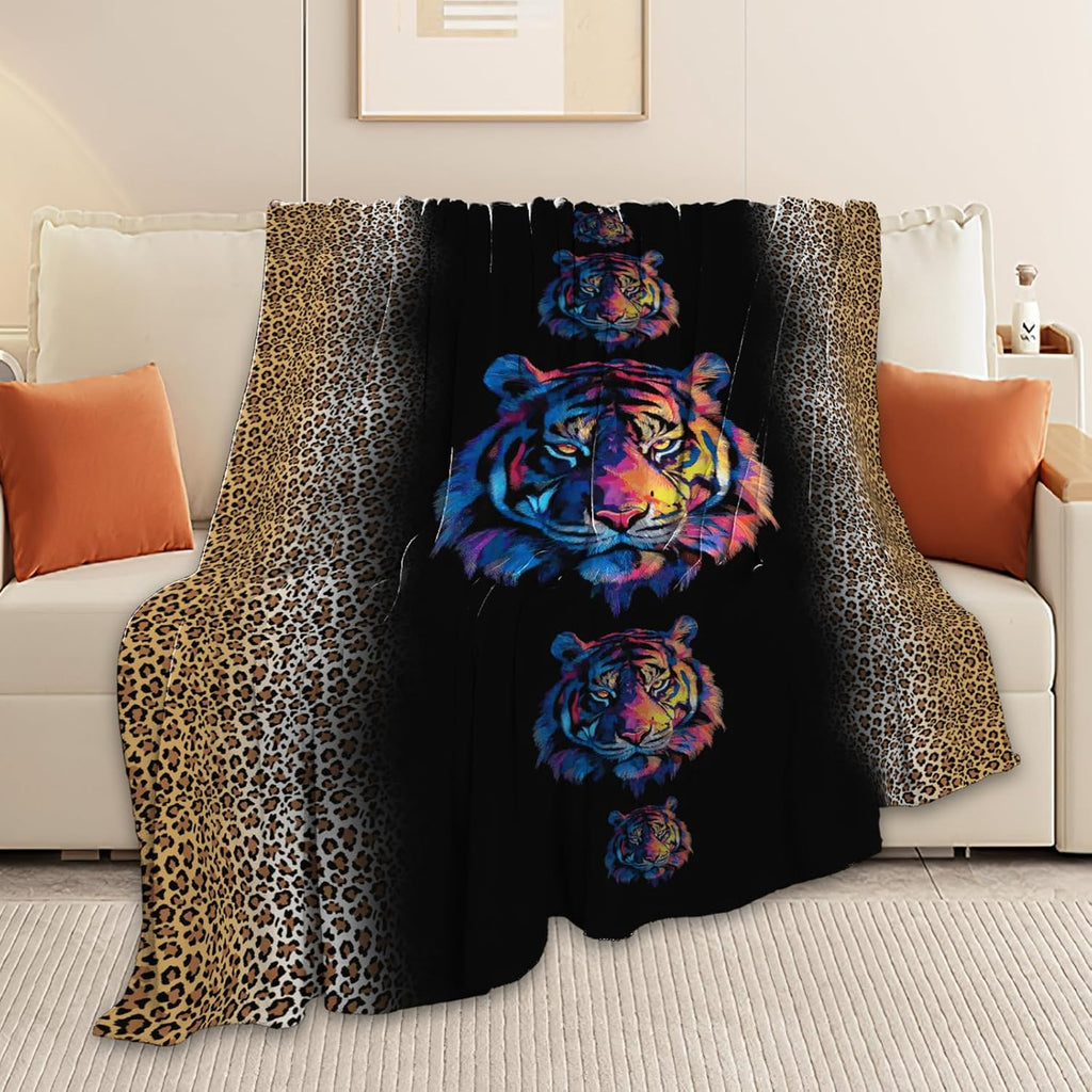 Tiger Throw Blanket Tiger Stuff Gifts for Kids Girls Boys Adults Women Men Soft Cozy Warm Plush Fluffy Fuzzy Fleece Blanket Decor 60''X80''