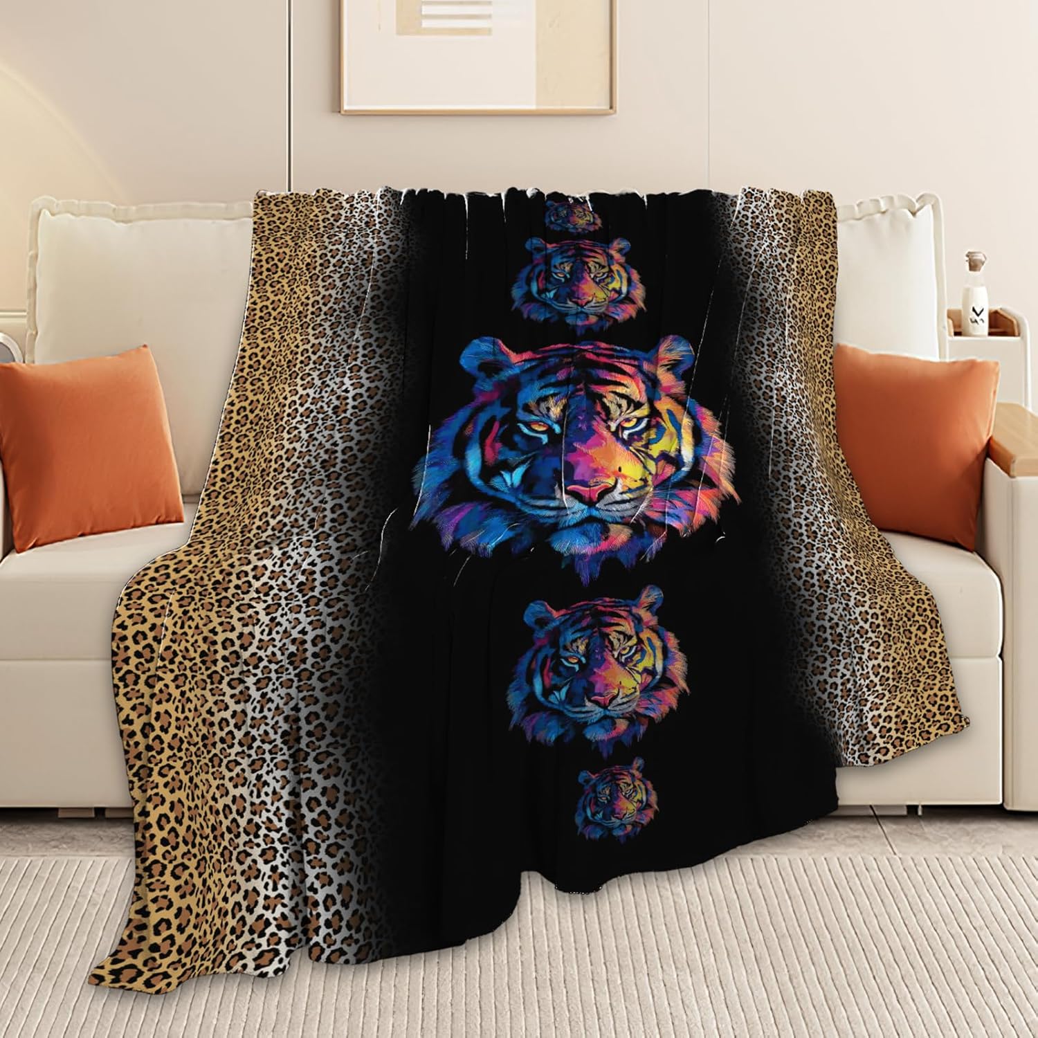 Tiger Throw Blanket Tiger Stuff Gifts for Kids Girls Boys Adults Women Men Soft Cozy Warm Plush Fluffy Fuzzy Fleece Blanket Decor 50''X60''