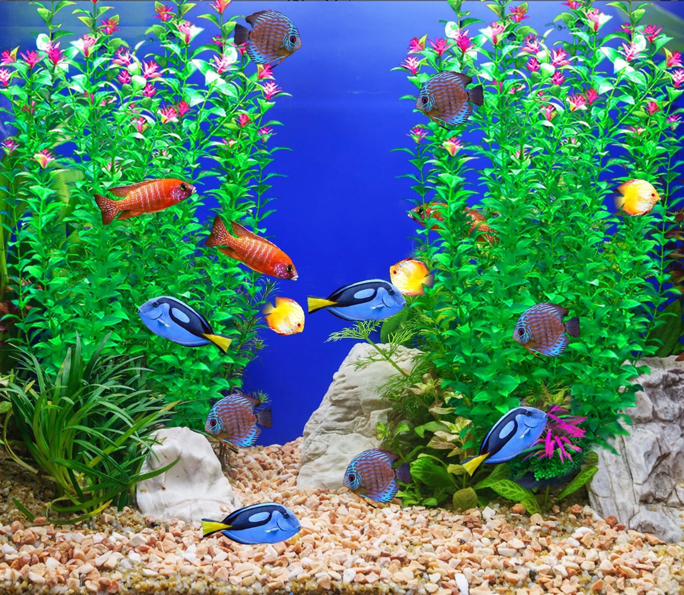 2 pcs Aquarium Decor Plants 21 Inches Extra Large Artificial Plastic Fish Tank Plants, Tall Fish Tank Decorations