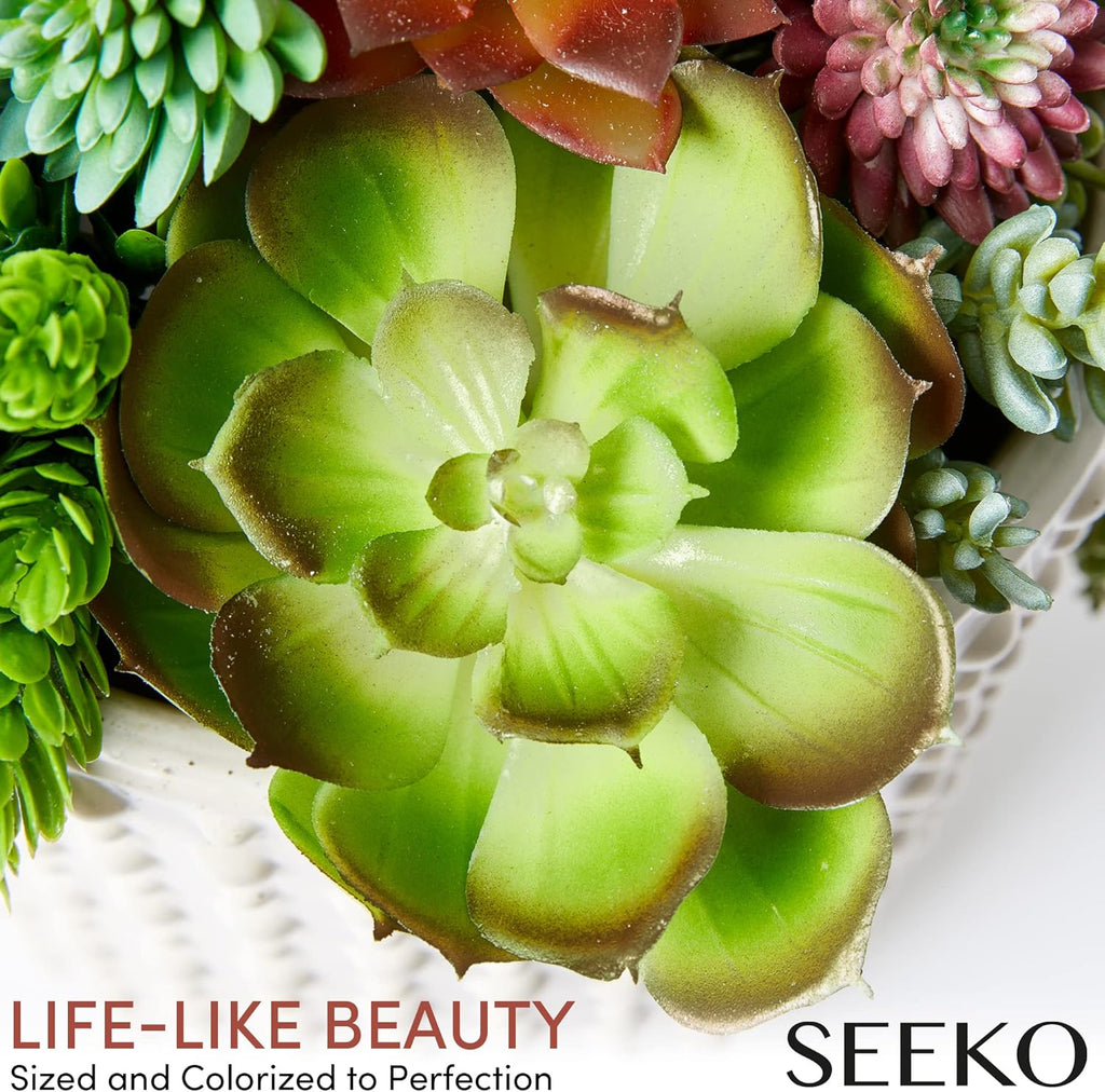 SEEKO Succulents Fake Succulents (14 Pack) – Premium Artificial Succulents Plants for Crafts - Small Assortment for Party, Garden, Home, Outdoor & DIY Floral Decor