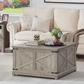 Farmhouse Coffee Table with Hidden Storage Organizer, Modern Square Large Center Table, Wood Farm House Low Rustic Light Oak Living Room Tables with Hinged Lift Top for Home, Office