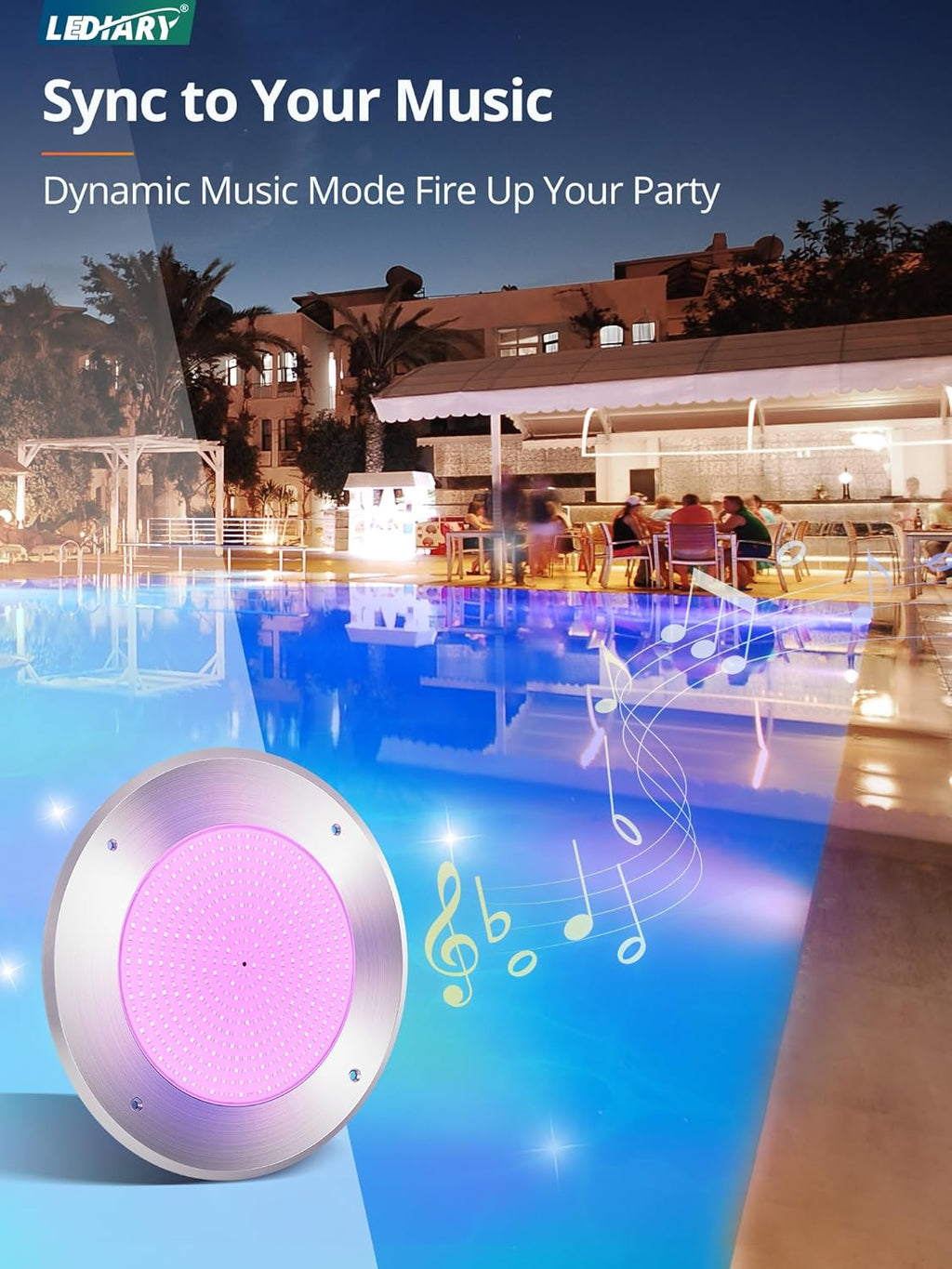 LEDIARY Pool LED Lights for Inground Pool, 120V 54W Underwater Swimming Pool Lights with 50FT Cord, RGB Multicolor, IP68 Waterproof Pool Underwater Light for 10" Wet Niches (Transformer Included)