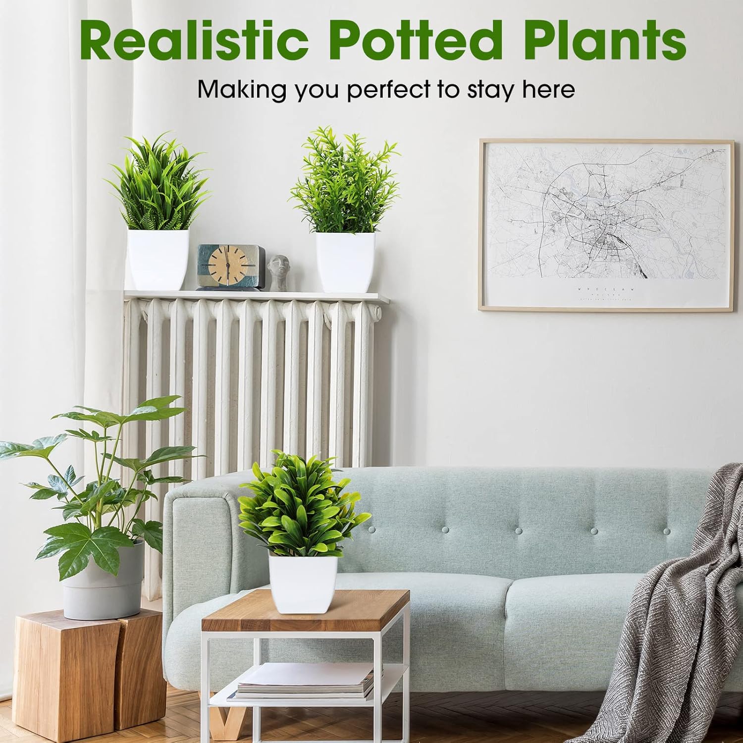 Unittype 12 Pcs Fake Plants Small Artificial Faux Plants for Shelf Mini Plastic Potted Greenery for Home Office Desk Bathroom Bedroom Indoor Decor(Green)