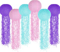 Jelly Fish Paper Lanterns, Pink Purple Blue Hanging Lantern for Mermaid Theme Under The Sea Ocean Birthday Party Decorations Set of 6