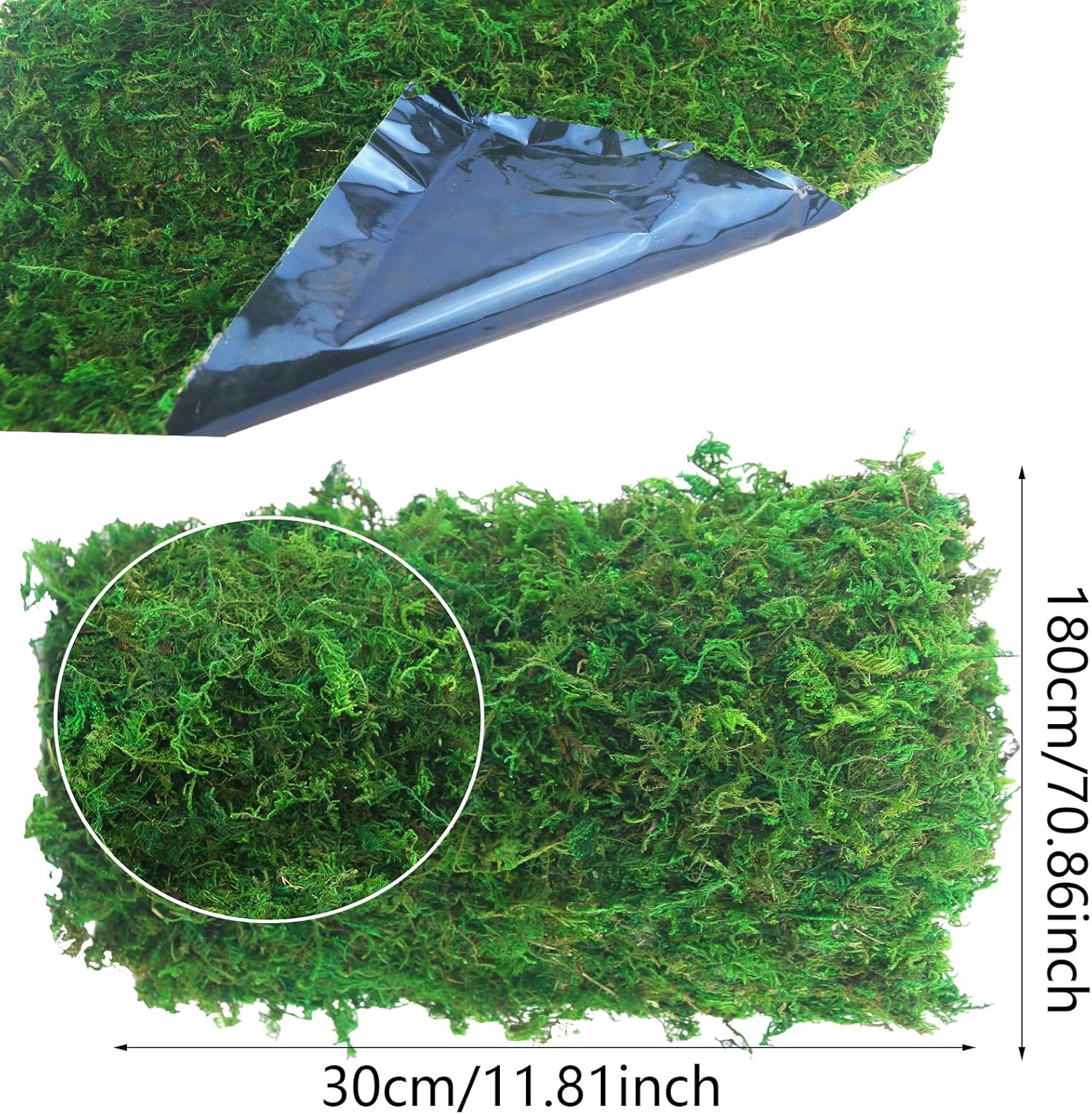 ACRYCS Moss Roll Moss Table Runner Dried Moss Mat for Crafts 12" x 71" Green Moss Roll for Fairy Gardens Wedding Woodland Decor Preserved Moss Mat for Table Decoration Moss Carpet for Wall 30x180 cm