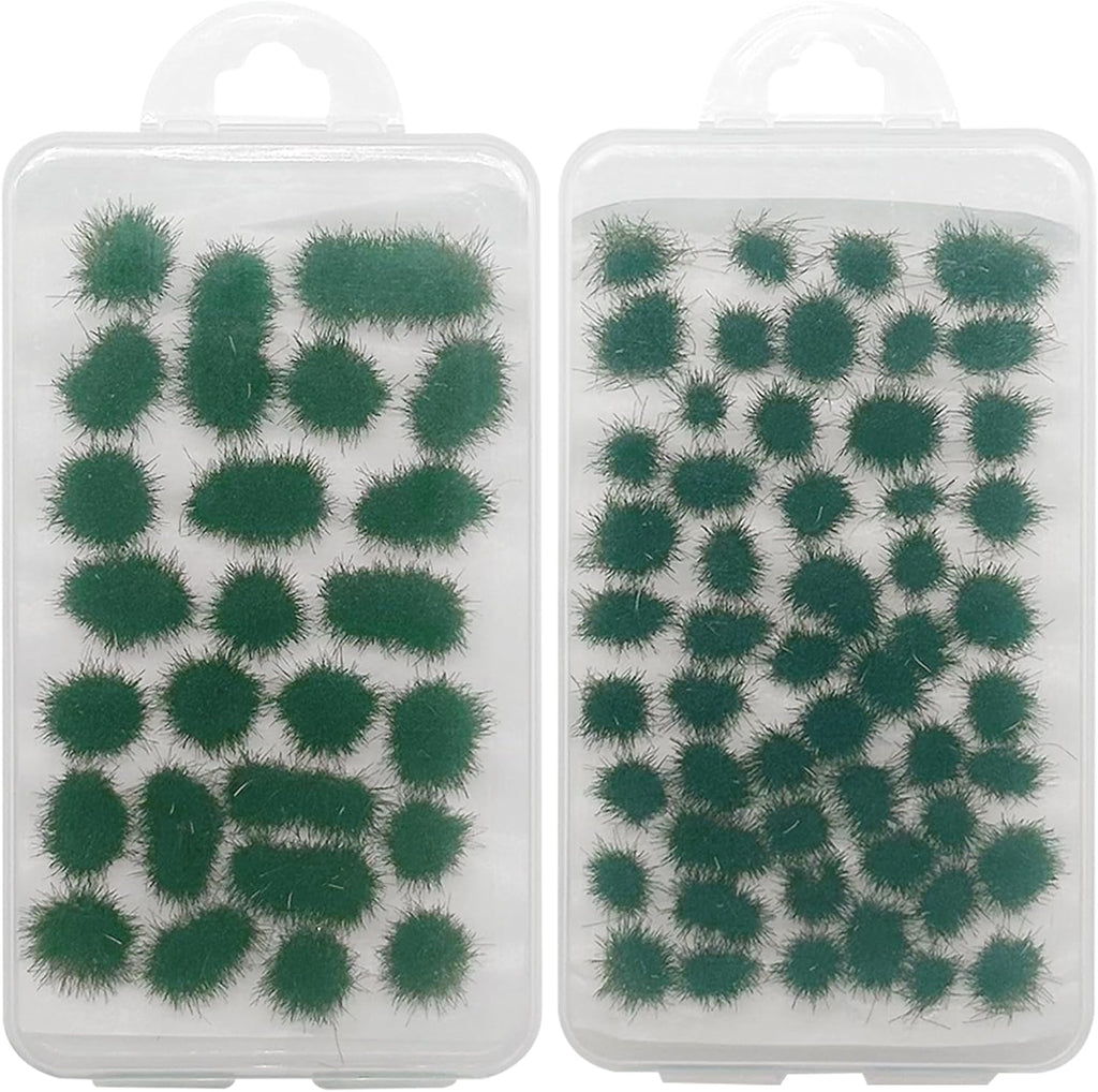 Woohome 78 PCS Static Grass Tuft 2 Size Model Grass Tufts Railway Artificial Grass Dark Green Miniature Grass Tuft Terrain Kit for DIY Model Railway Fairy Garden Diorama Scenery