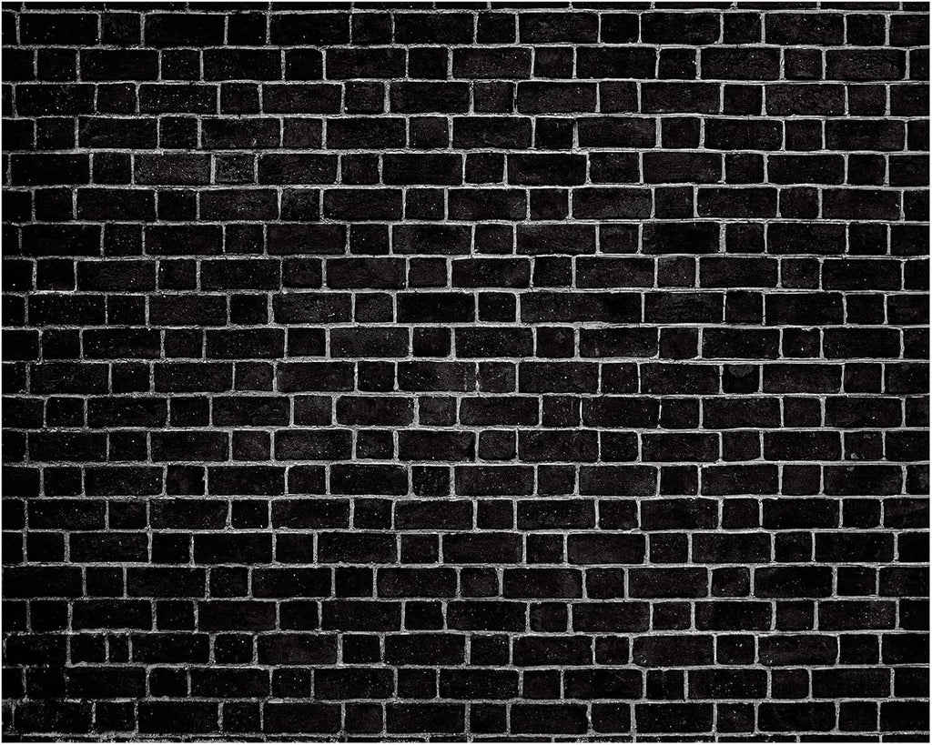 VitalCozy 10 x 8 Ft Christmas Brick Wall Backdrop for Photoshoot Polyester Fabric Brick Backdrop Background for Fireplace Home Decoration Newborn Birthday Party (Black)