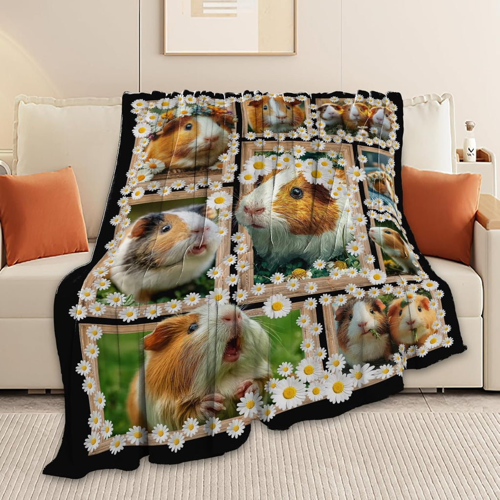 Guinea Pig Throw Blanket Guinea Pig Stuff Gifts for Kids Girls Boys Adults Women Men Soft Cozy Warm Plush Fluffy Fuzzy Fleece Blanket Decor 40''X50''