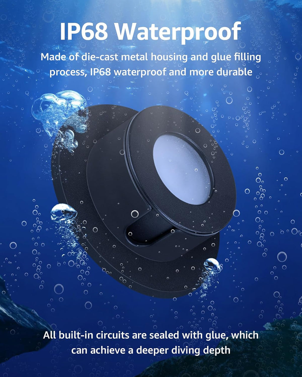 SUNVIE 3W Pond Lights LED Underwater 12-24V AC/DC Low Voltage Fountain Lights LED Underwater 3000K Warm White IP68 Waterproof Pond Light for Outdoor Ponds Fountains Waterfalls, 2 Pack