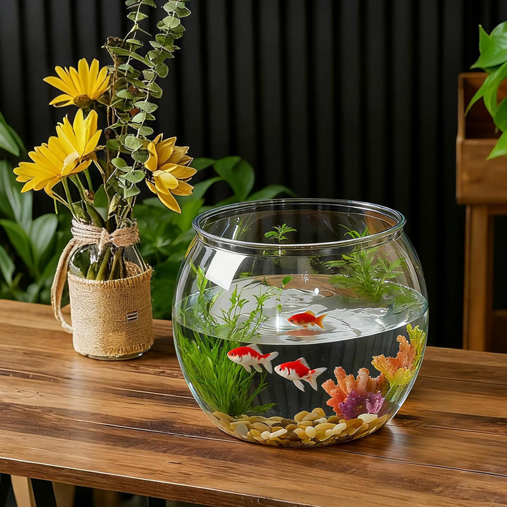 Geelin 3 Gallon Plastic Fish Tank Large Bowl Shatterproof with Crystal Clear Clarity for Terrarium, Flower Vase Centerpiece Gift for Fish Lovers(Round)