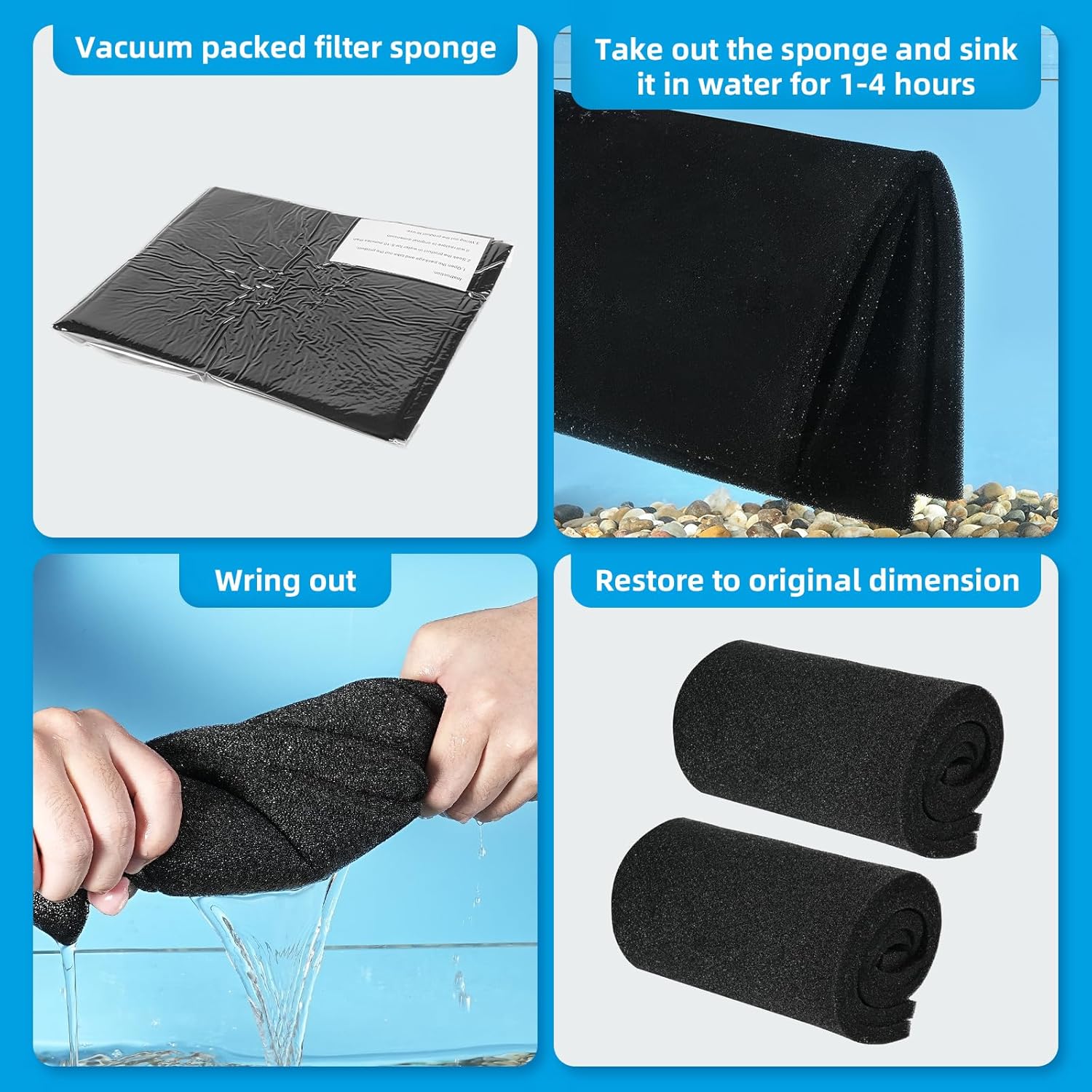 AQUANEAT Aquarium Bio Sponge Filter Media Pad Cut-to-Size Open Cell Foam Sheet for Fish Tank Sump (28" x 11" x 0.5")