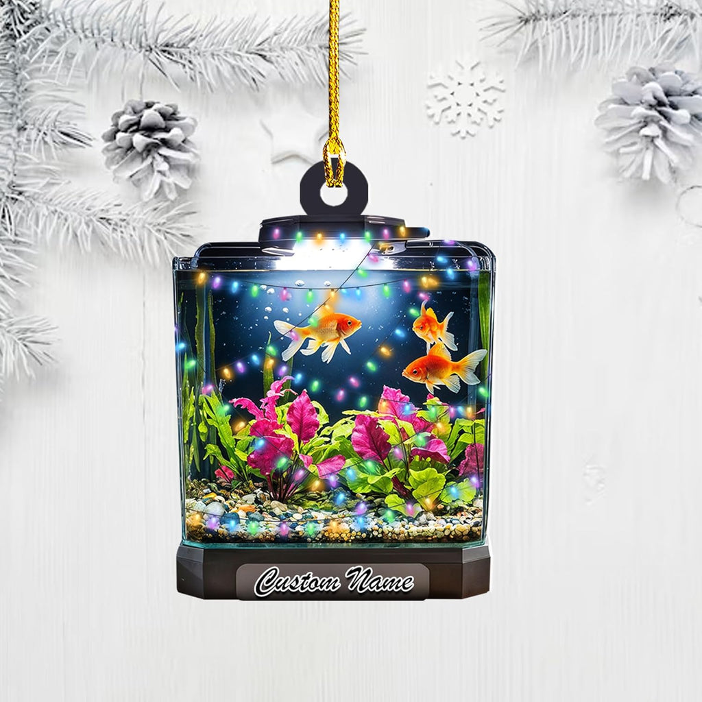 Personalized Aquarium Christmas Ornament, Fish Christmas Ornament, Gift for Fish Lover, Custom Aquarium Christmas Tree Keepsake, Kids First Gift Ideas, Pet Kids Ornament (AFT10)