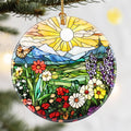 Christmas Ornaments, Dodosky 2.8in Ceramic Wildflower Ornament, Xmas Decor, Christmas Tree Ornaments, Xmas Decorations for Tree, Holiday Ornament, Flower Lovers Gifts, Gifts for Women, Mom, Grandma