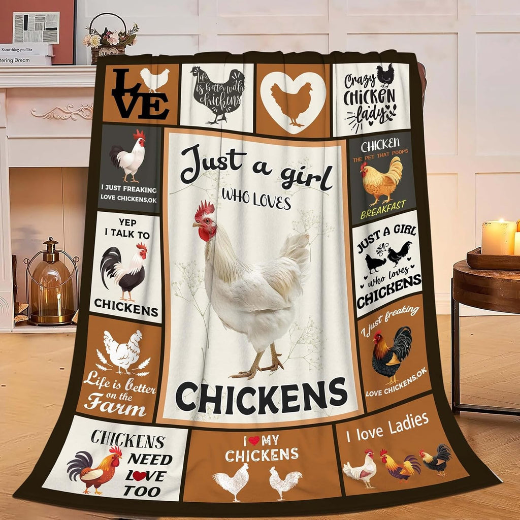 Chicken Blanket Rooster Chicken Throw Blanket Gifts for Girls Women Kids Boys Adults Men Super Soft Cozy Plush Fluffy Fuzzy Fleece Blanket Home Decor 40''X50''