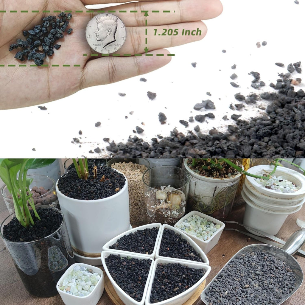 7LB Black Lava Rocks for Plants, Volcanic Rock Horticultural Lava Rock Soil for Landscaping Plants Drainage, Small Lava Rock Gravel for Succulents, Bonsai, Vase Fillers, Top Dressing