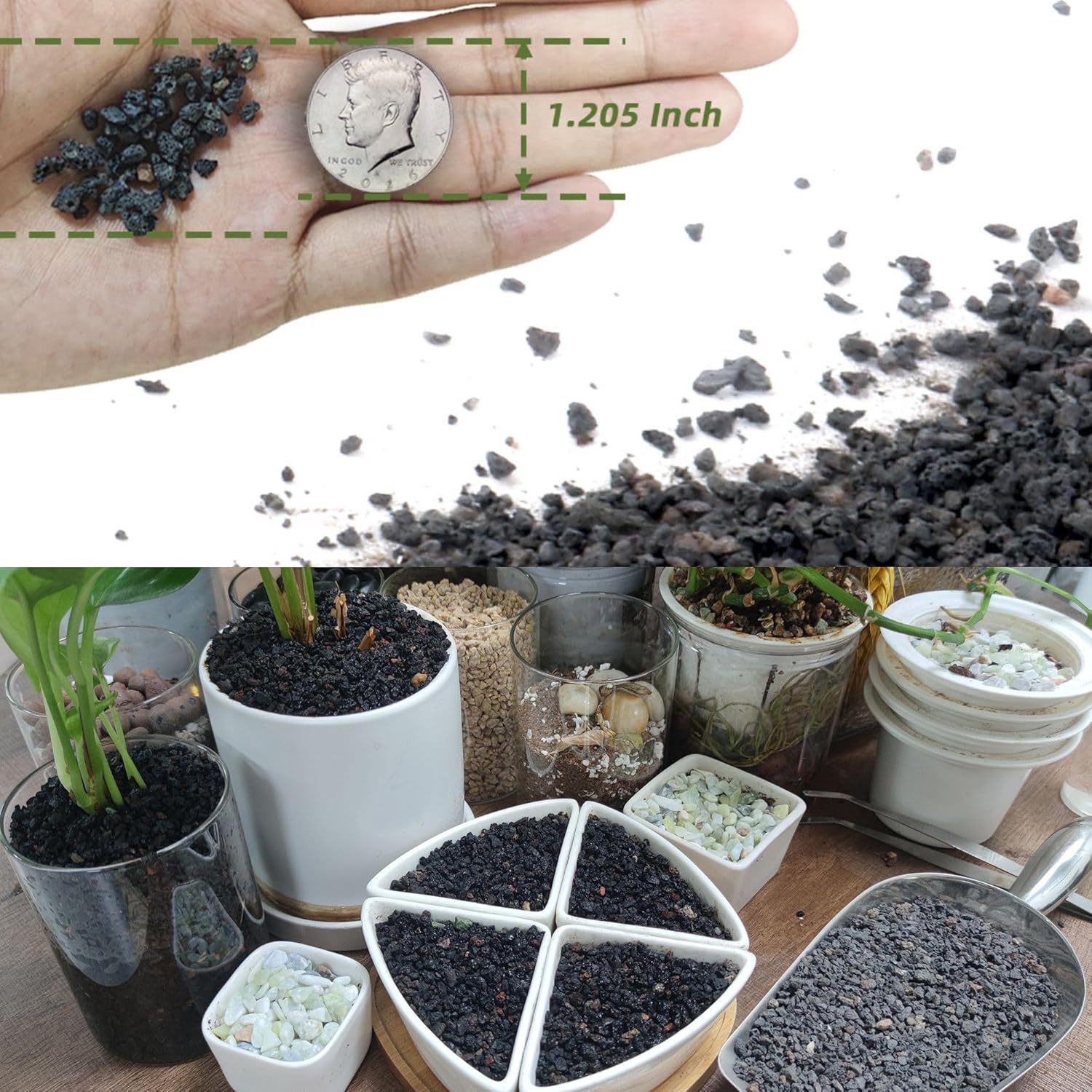 7LB Black Lava Rocks for Plants, Volcanic Rock Horticultural Lava Rock Soil for Landscaping Plants Drainage, Small Lava Rock Gravel for Succulents, Bonsai, Vase Fillers, Top Dressing