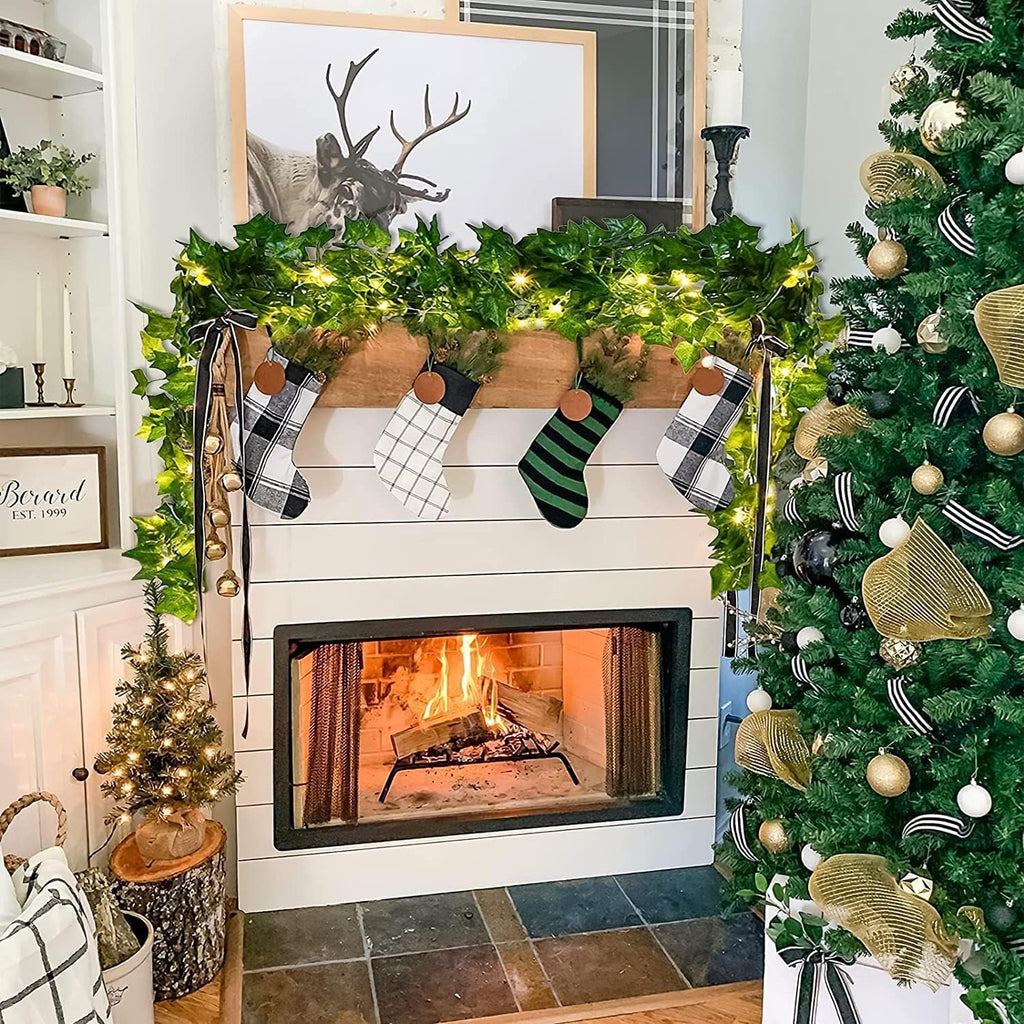 33 Ft Vine with Fairy Lights Battery Operated, 8 Flashing Model Waterproof 100 LEDs Battery Powered Artifical Ivy Leaves Vine String Light for Garland Bedroom Wedding Party Holiday Patio Decor