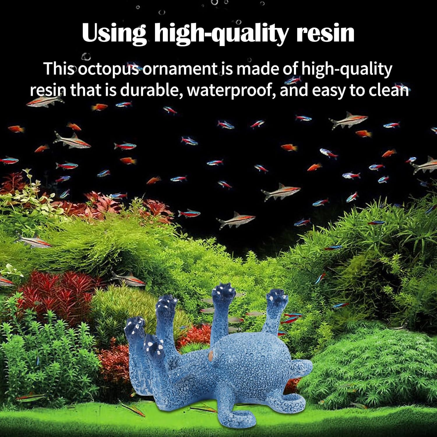 Octopus Aquarium Ornaments Decoration, Blue Artificial Sea Life, Glowing Fingers Enhance Visual Appeal, Suitable for Various Fish Tanks
