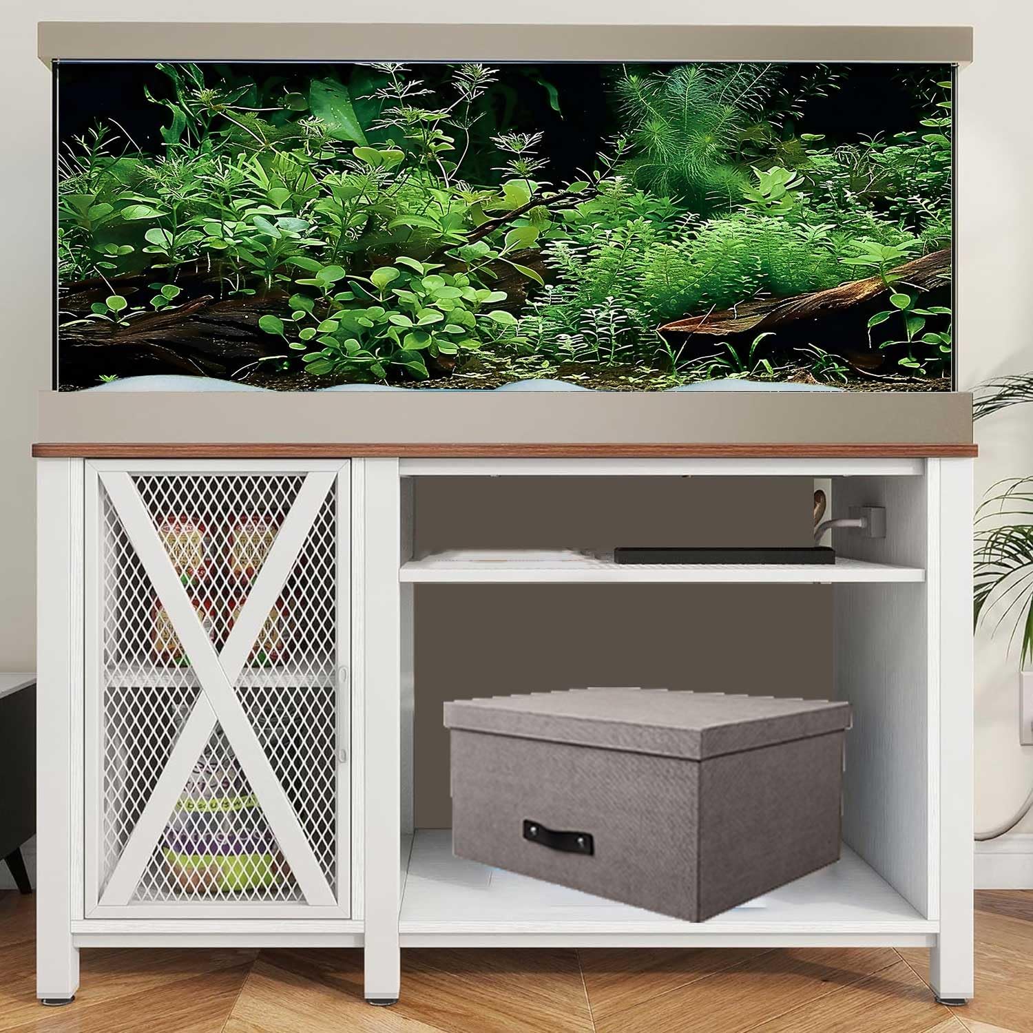 Aquatic Plant Aquarium Background, River Bed & Lake Tropical Undersea Tree BranchFish Tank Background, 6 EVA Double-Sided Tapes 36x18 inches/90x45