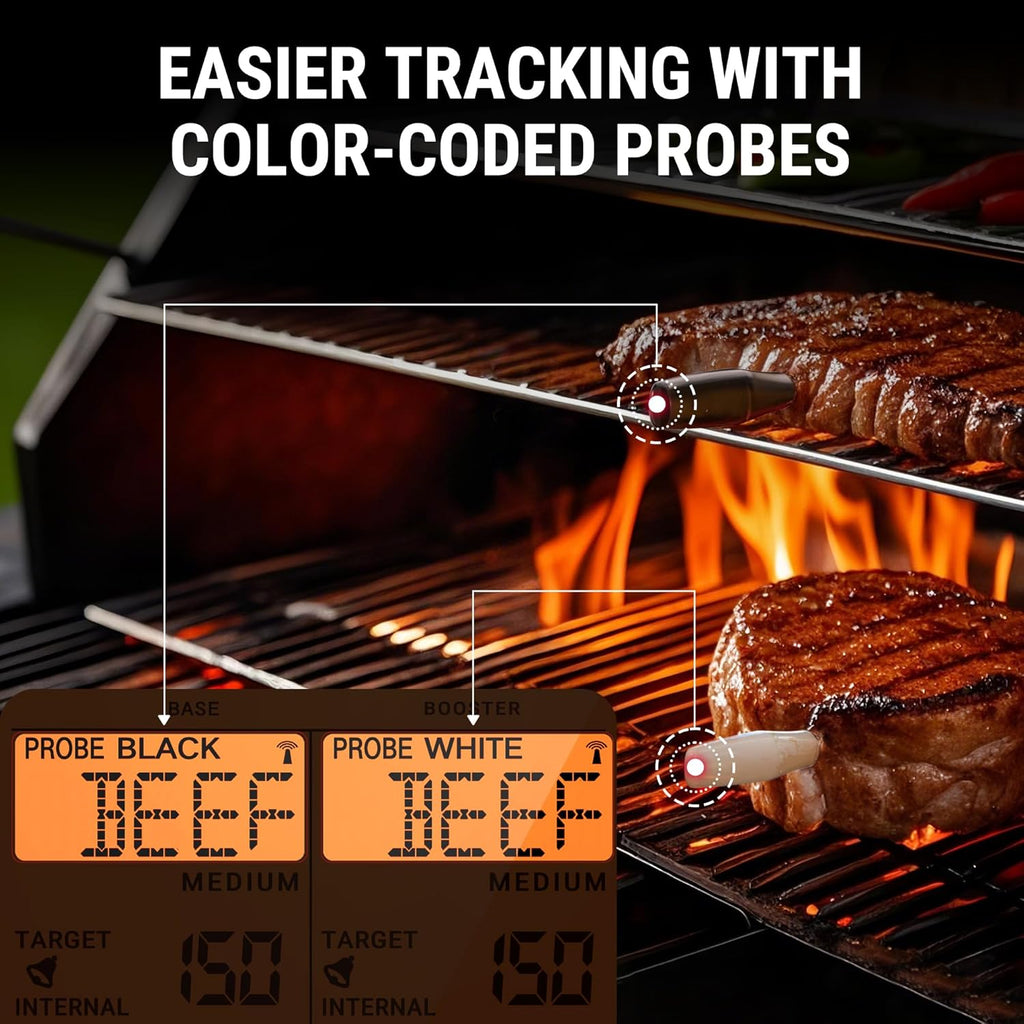 ThermoPro TempSpike 2000FT Wireless Meat Thermometer Digital with 2 Ultra-Thin Meat Probe, Grill Thermometer Wireless for Rotisserie, Smoker, BBQ, Steak Grilling Accessory, Kitchen Cooking Thermometer