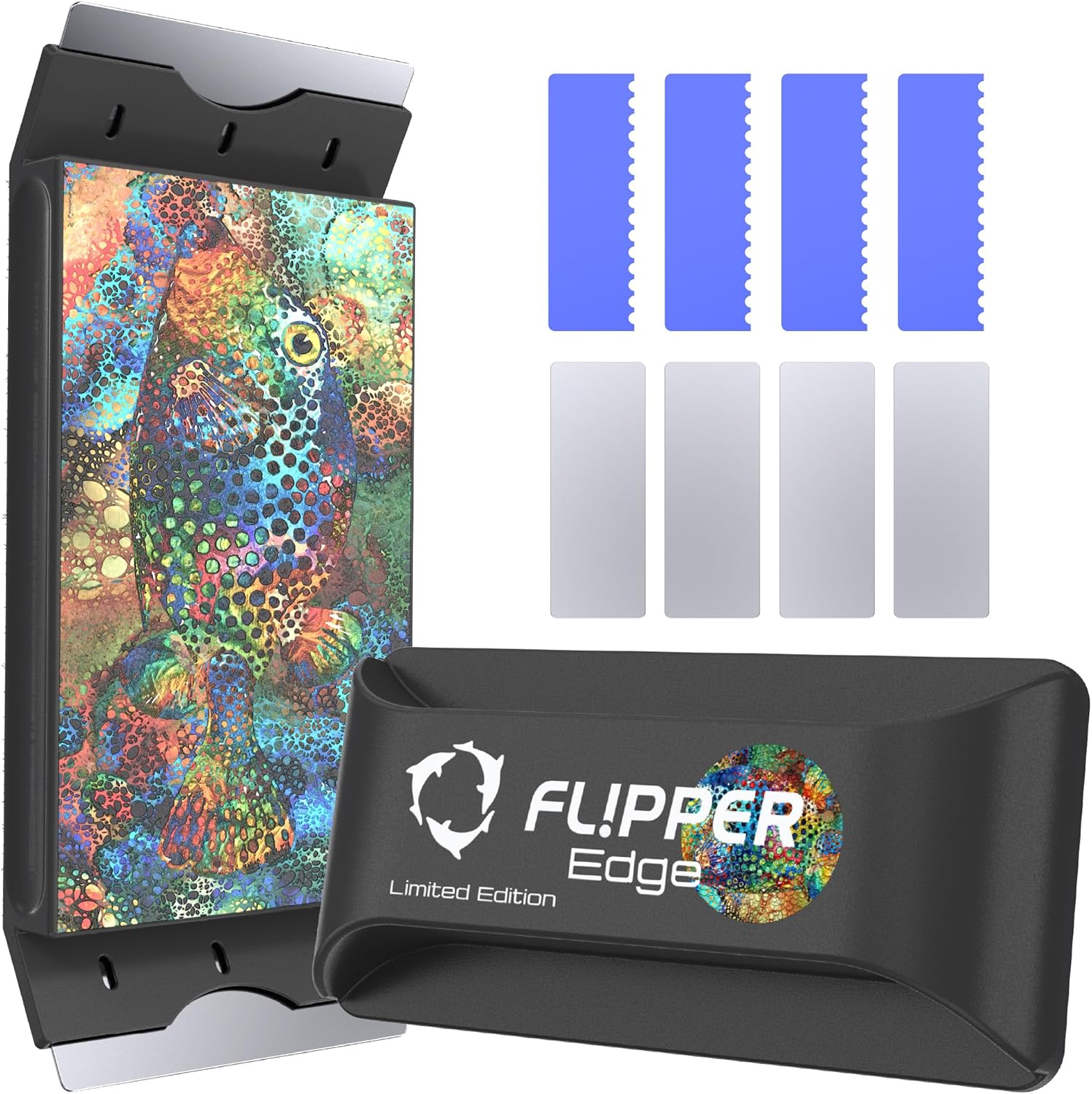 Flipper EDGE Puffer Limited Edition Floating Magnetic Aquarium Cleaner | 2-In-1 Dual Blade Scrubber & Scraper Fish Tank Cleaner Tools for Efficient Cleaning & Acrylic Surface Maintenance