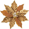 Hollyone 3PCS Poinsettia Christmas Flowers Artificial 11" Large Bronze Glitter Poinsettia Flowers Christmas Tree Ornaments Floral Picks for Tree Wreath Garland Vase Table Centerpiece Home Decor