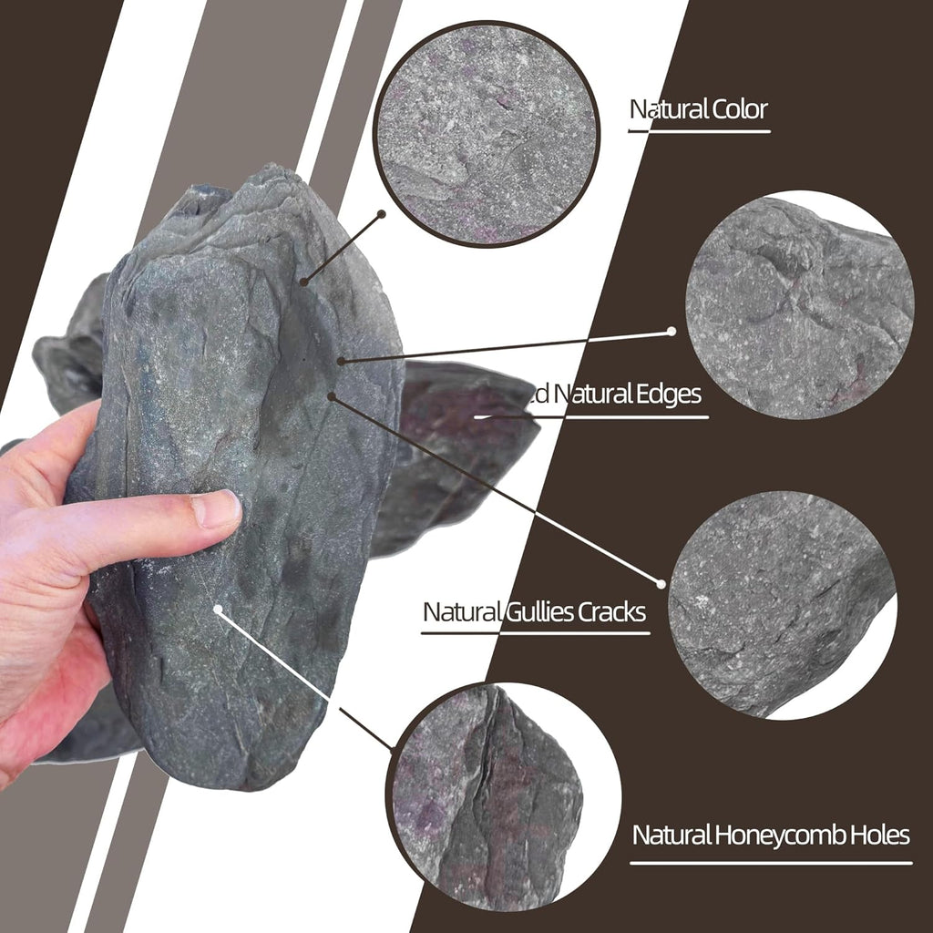7/12 Pounds Natural Stream Slab Stones,Dragon-Rock Stone,Seiryu Stones Perfect for Aquariums,Fish Tanks,Terrariums,Landscaping Model,Reptile Rest Rock (Stream Slab Stones, 12 LB)