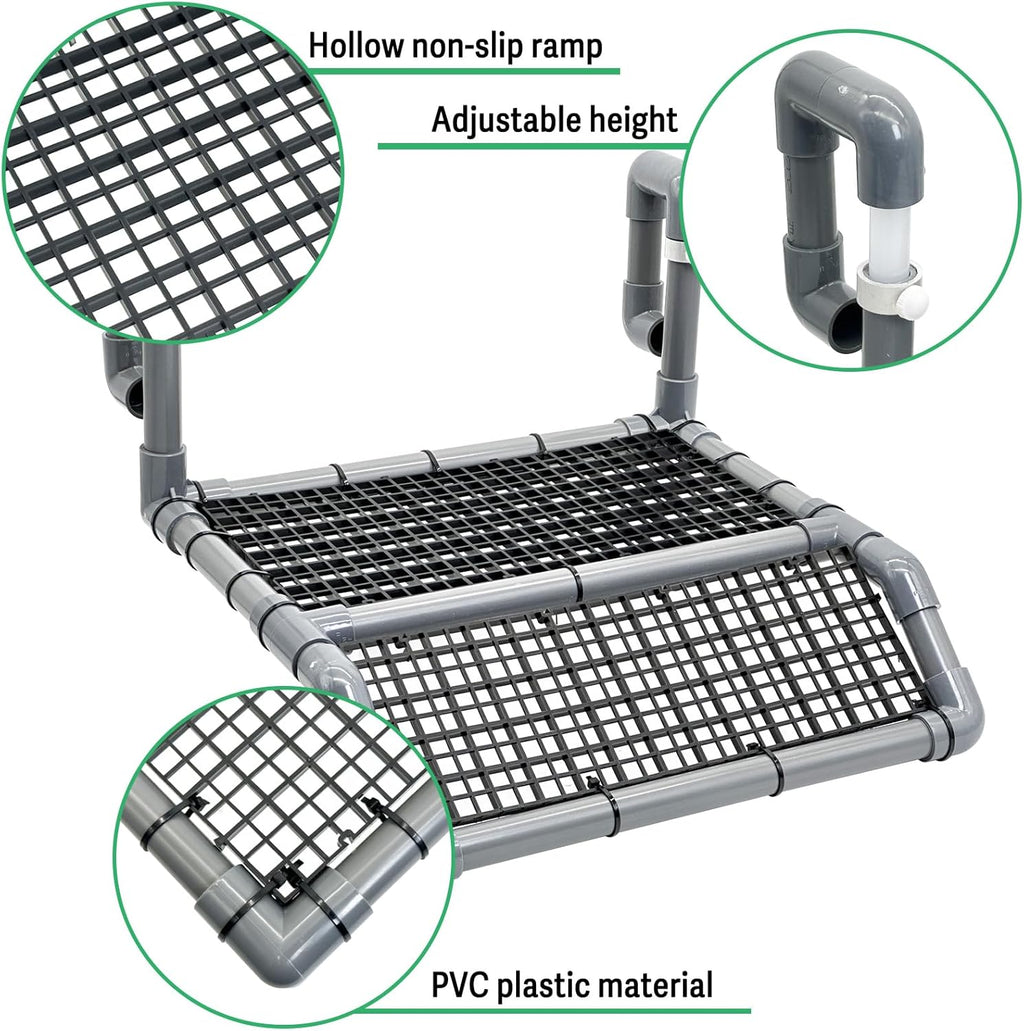 Fhiny Hanging Turtle Basking Platform, Plastic Turtle Dock Basking Area with Climbing Ramp Height Adjustable Reptile Floating Dock Tortoise Tank Accessories Decor for Lizard Gecko Hermit Crab