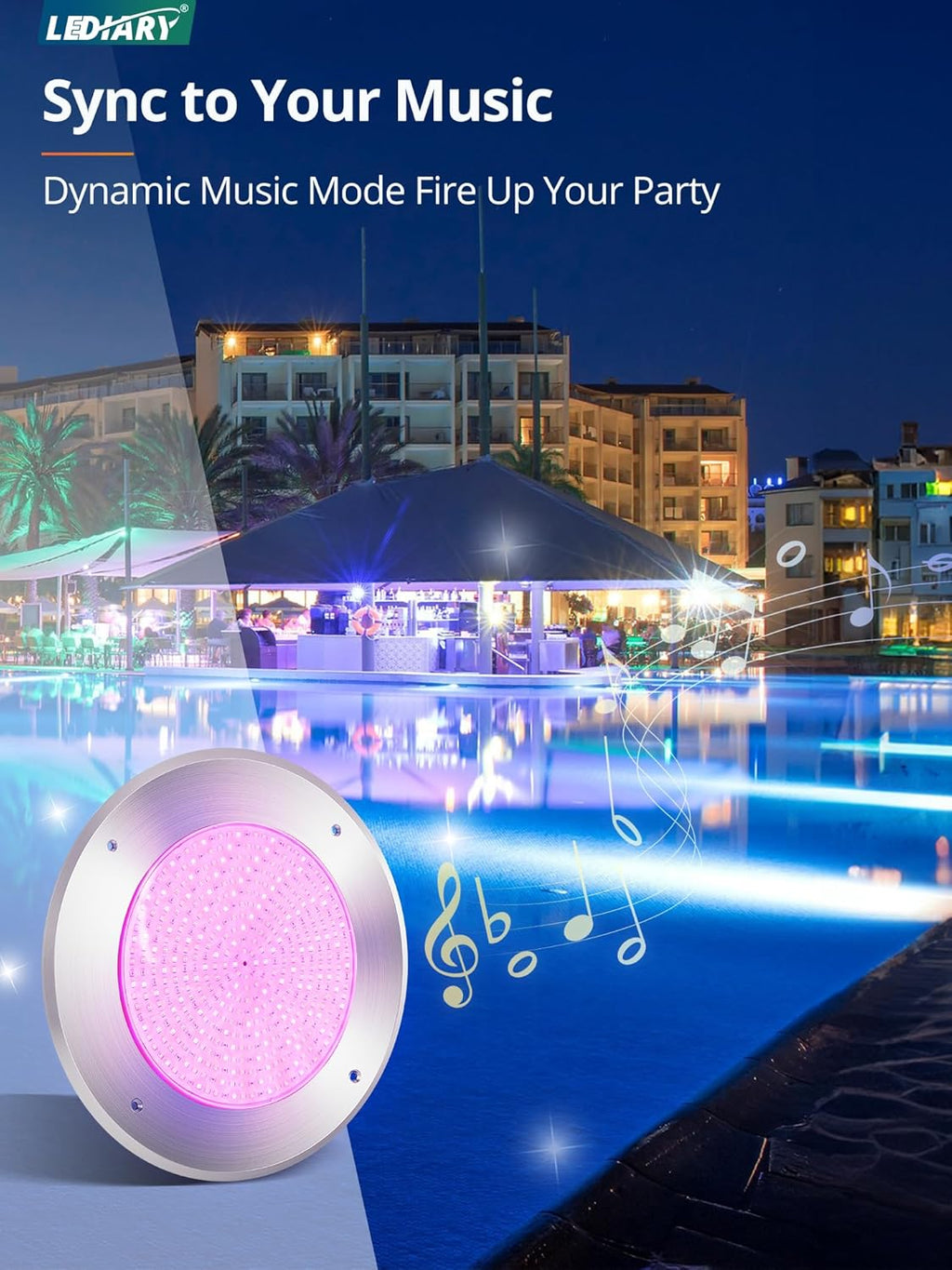 LEDIARY 10" RGBW LED Pool Lights for Inground Pool, 120V 54Watt Swimming Pool Lights with 50FT Cord, IP68 Waterproof Pool Underwater Light for 10" Wet Niches (Transformer & Controller Included)