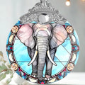 Stained Glass Christmas Ornament, Jocidea Elephant Christmas Decorations, Christmas Tree Ornament, Elephant Lovers Gifts, Holiday Decor and Xmas Gifts Ideas