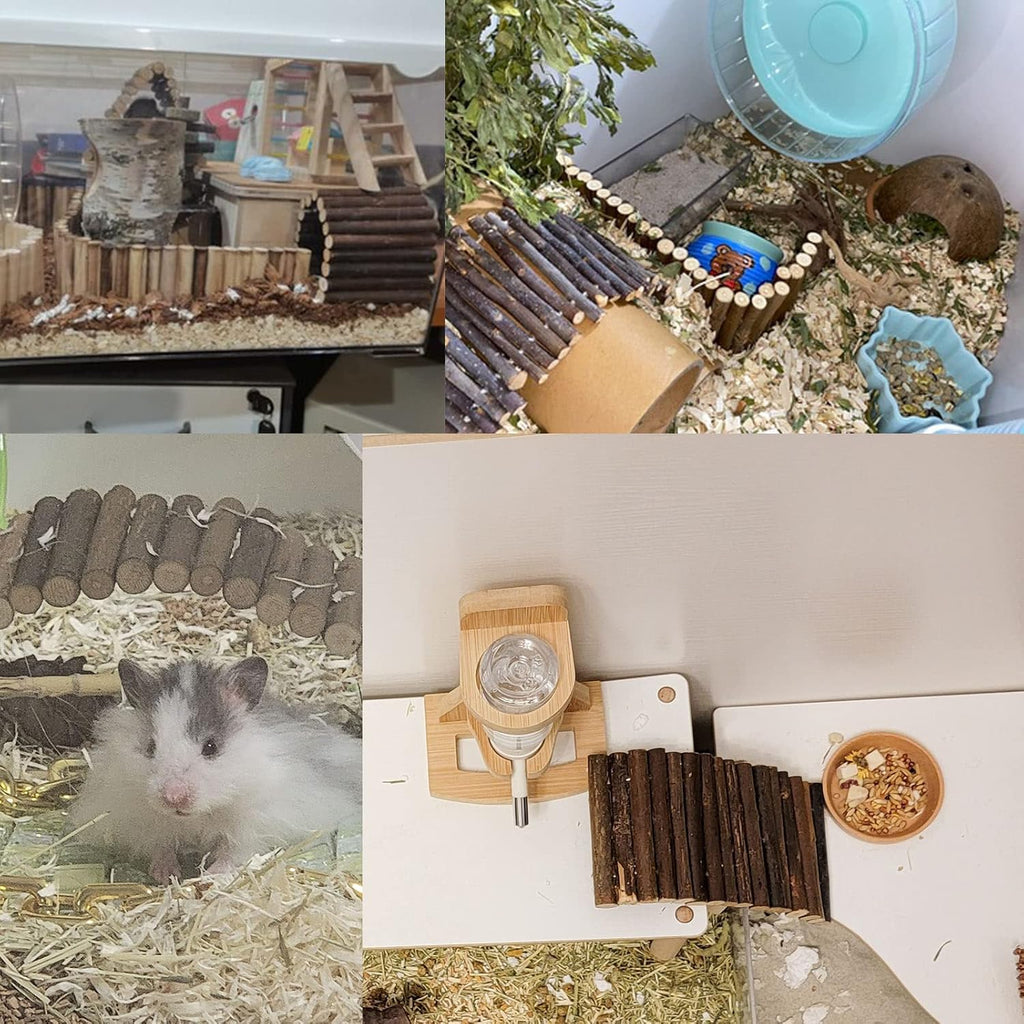 Hermit Crab Climbing Toys, Wooden Hermit Crab Hideout, Reptile Tank Habitat Decor, Bendable Ladder Bridge Tunnel Toys for Lizard Chameleon Hamster Rats Chinchilla Guinea Pig Rabbit Bearded Dragon