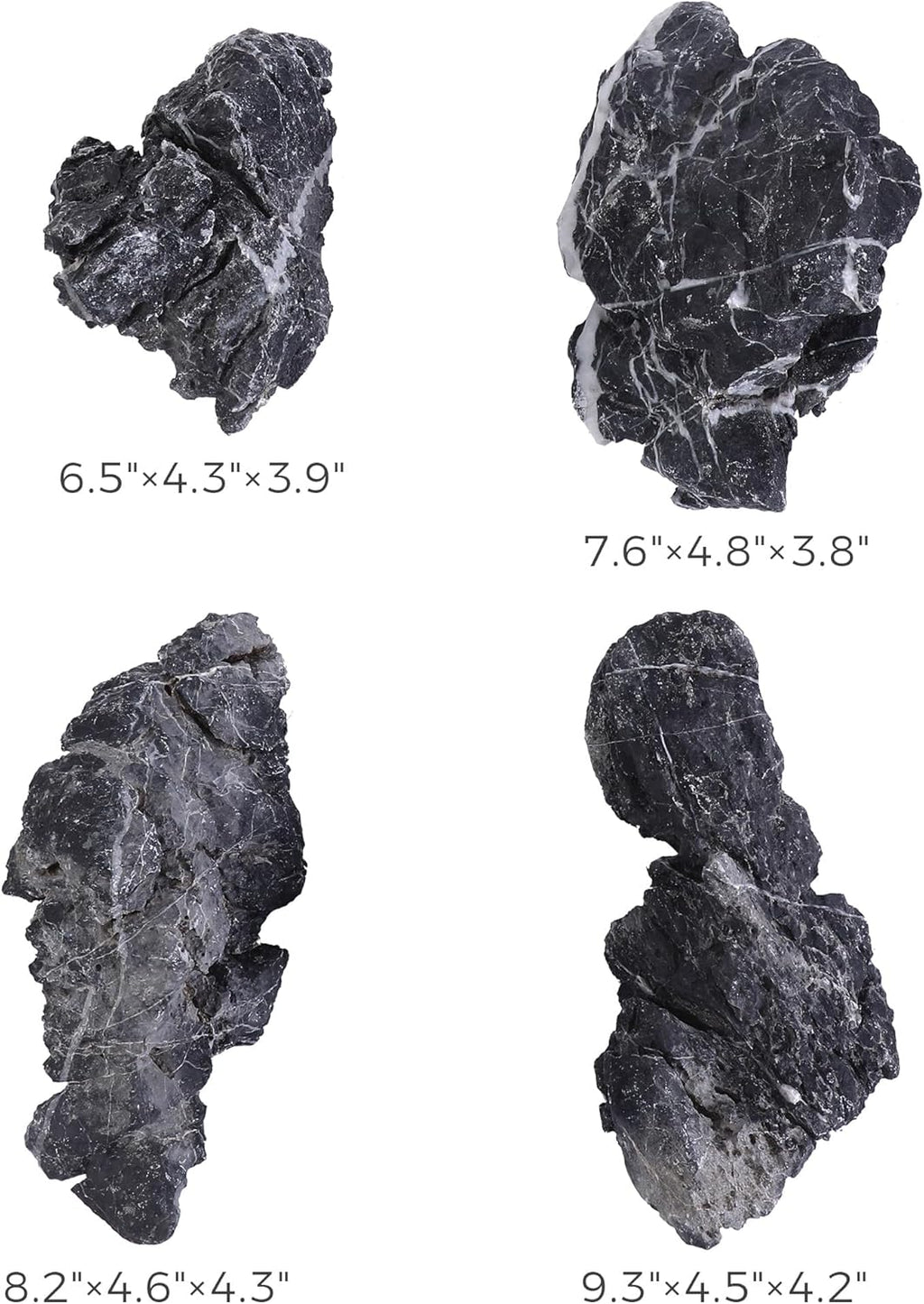 6-8 Inches Natural Seiryu Stone 4 PCS Aquarium Rocks for Aquascaping, Aquarium Landscaping, Terrariums, Fish Tank Decoration, Vivariums, Paludarium, Reptile and Amphibian Enclosures