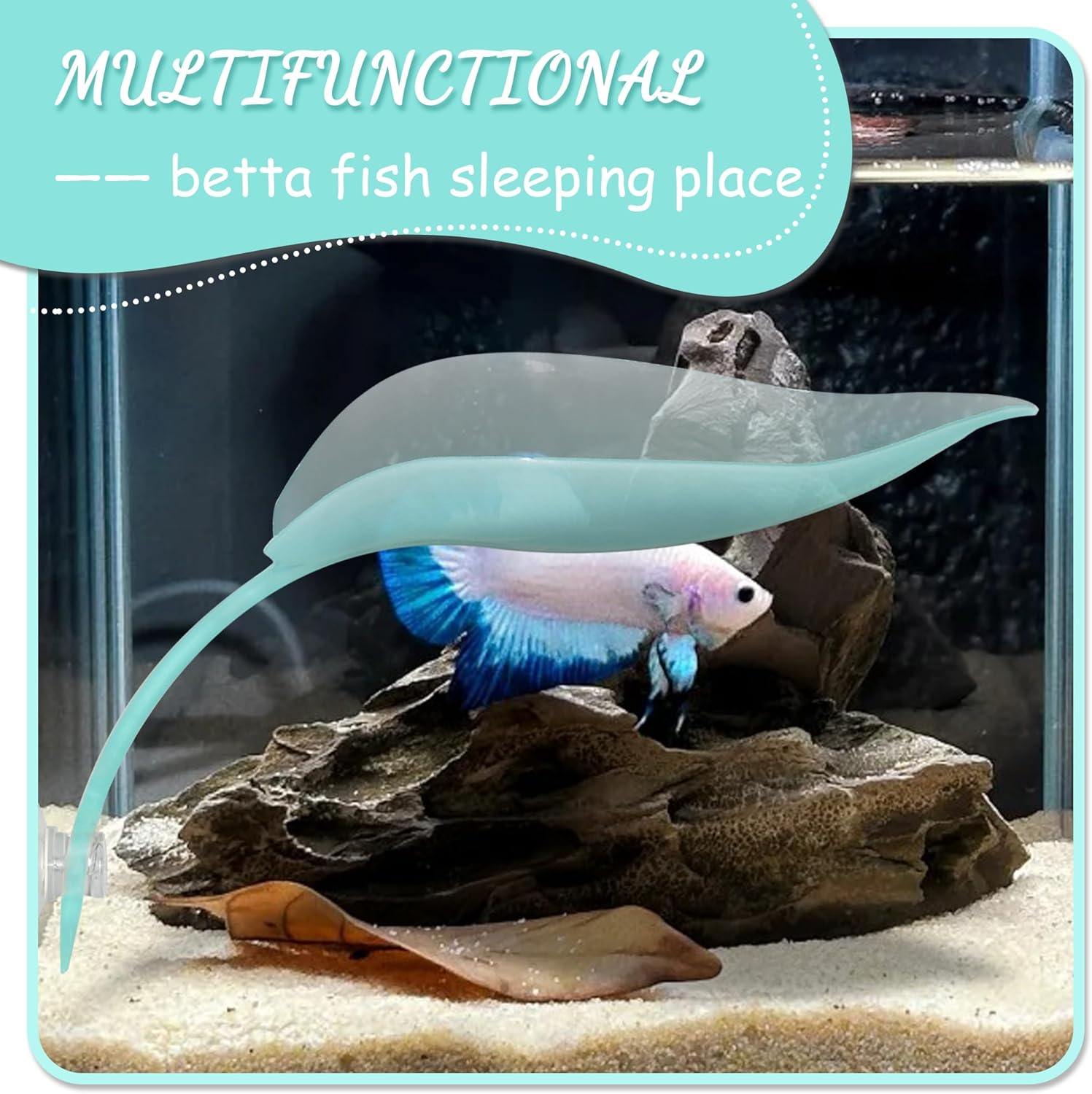 Turtle Basking Platform, 3PCS Tree Frog Tank Accessories, Leaf Shape Bearded Dragon Basking Platform with Suction Cups, Leopard Gecko Tank Accessories, Turtle Tank Decor (Light Blue)